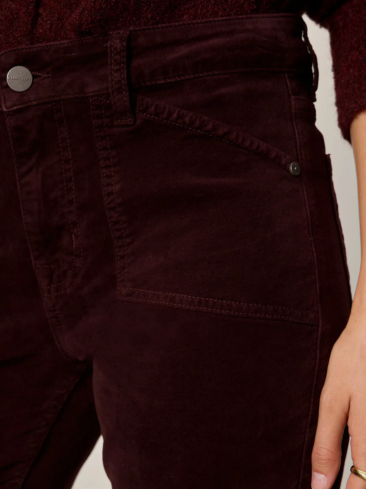 OdorResistant Velveteen Brook Bootcut Pant Dark Crimson Petite Sizing