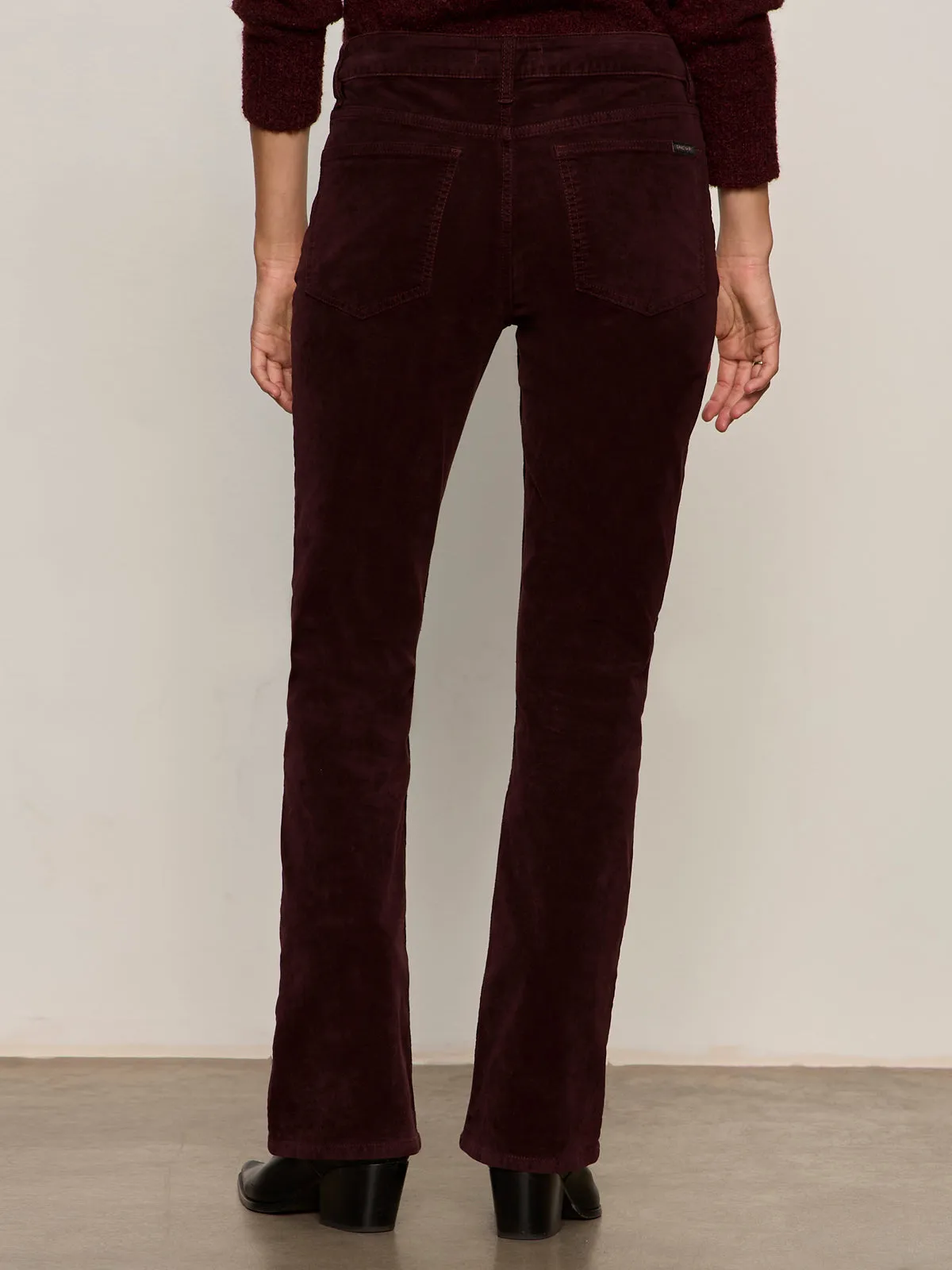 NonRestrictive Fit Velveteen Brook Bootcut Pant Dark Crimson Petite Sizing