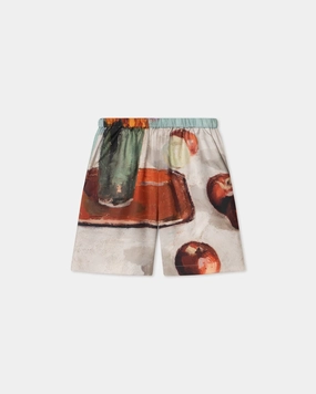 Anne - Printed Silk Twill Shorts - Gingerbread Heart ResilientElasticBand Light Shape