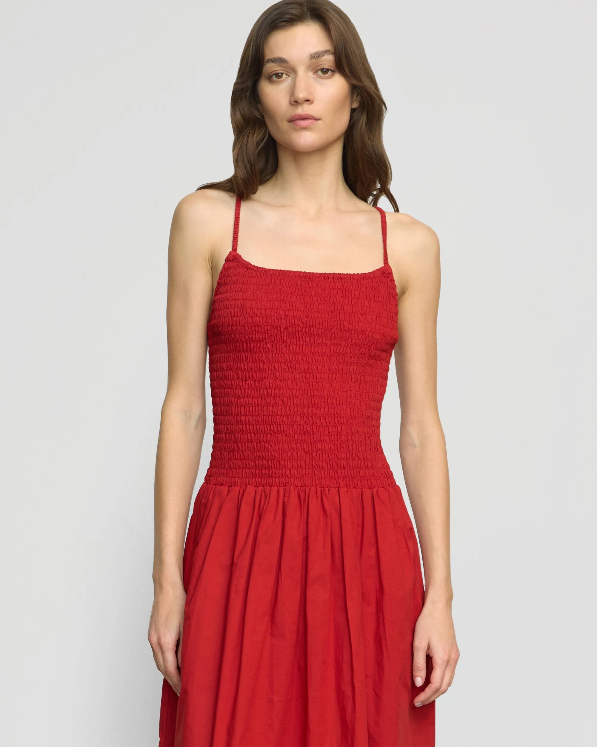 Body Ease Venus Smocked Organic Cotton Midi Dress