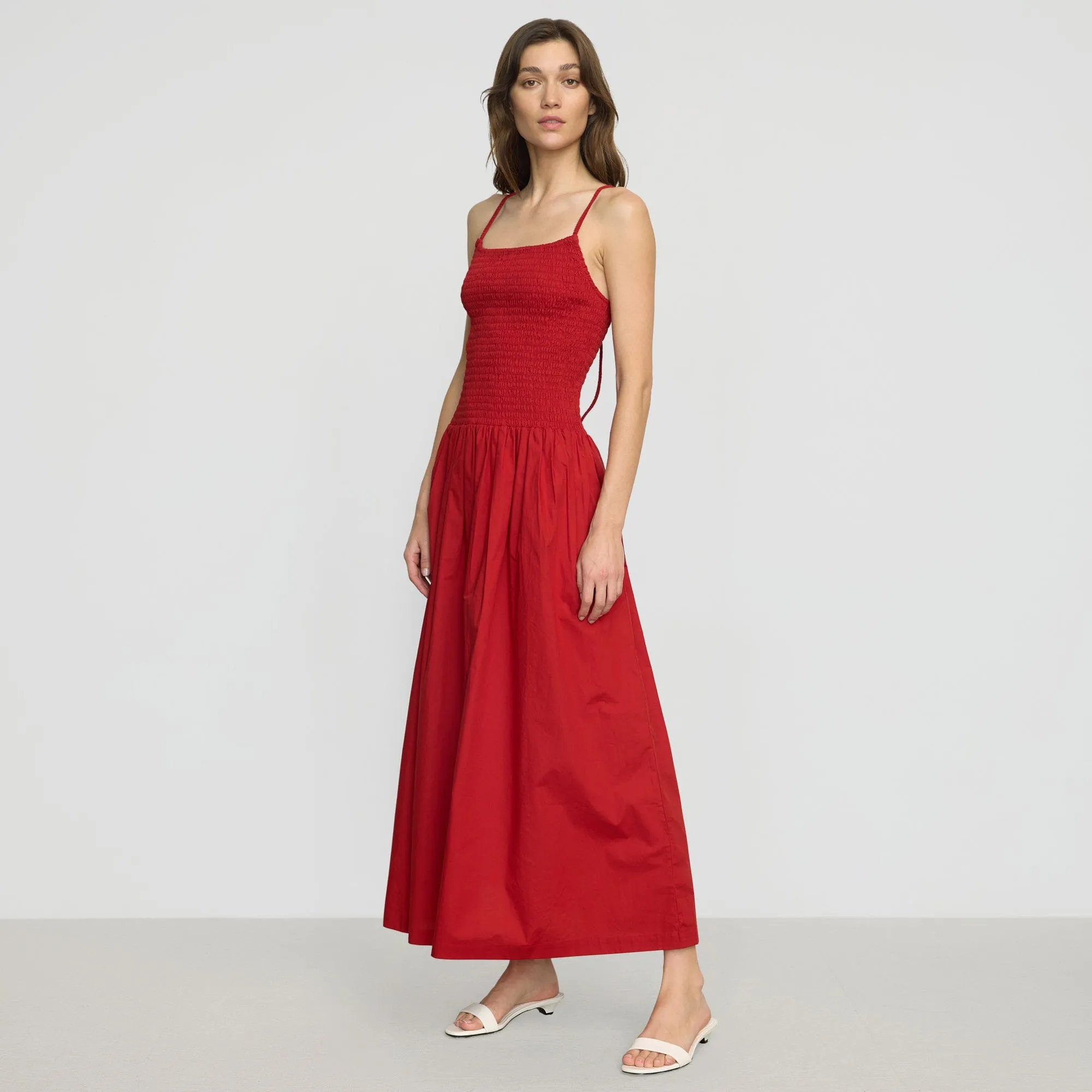 Venus Smocked Organic Cotton Midi Dress Statement Look
