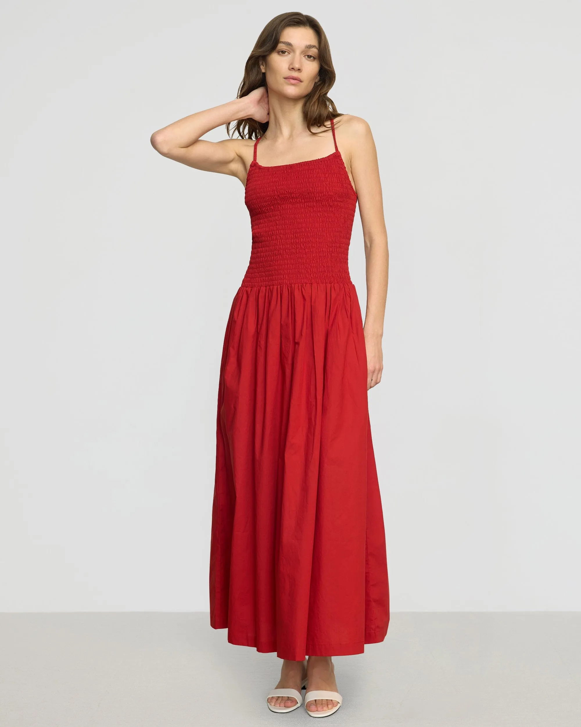 Grace Flow Venus Smocked Organic Cotton Midi Dress