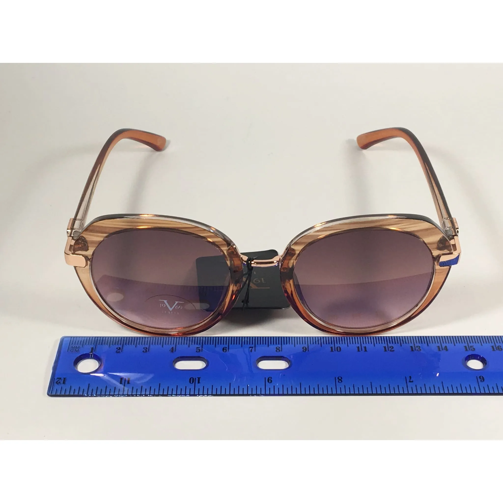 Versace 19V69 Italia CHPTR MATILDA Round Sunglasses Brown Wood Clear Brown Gradient Lens