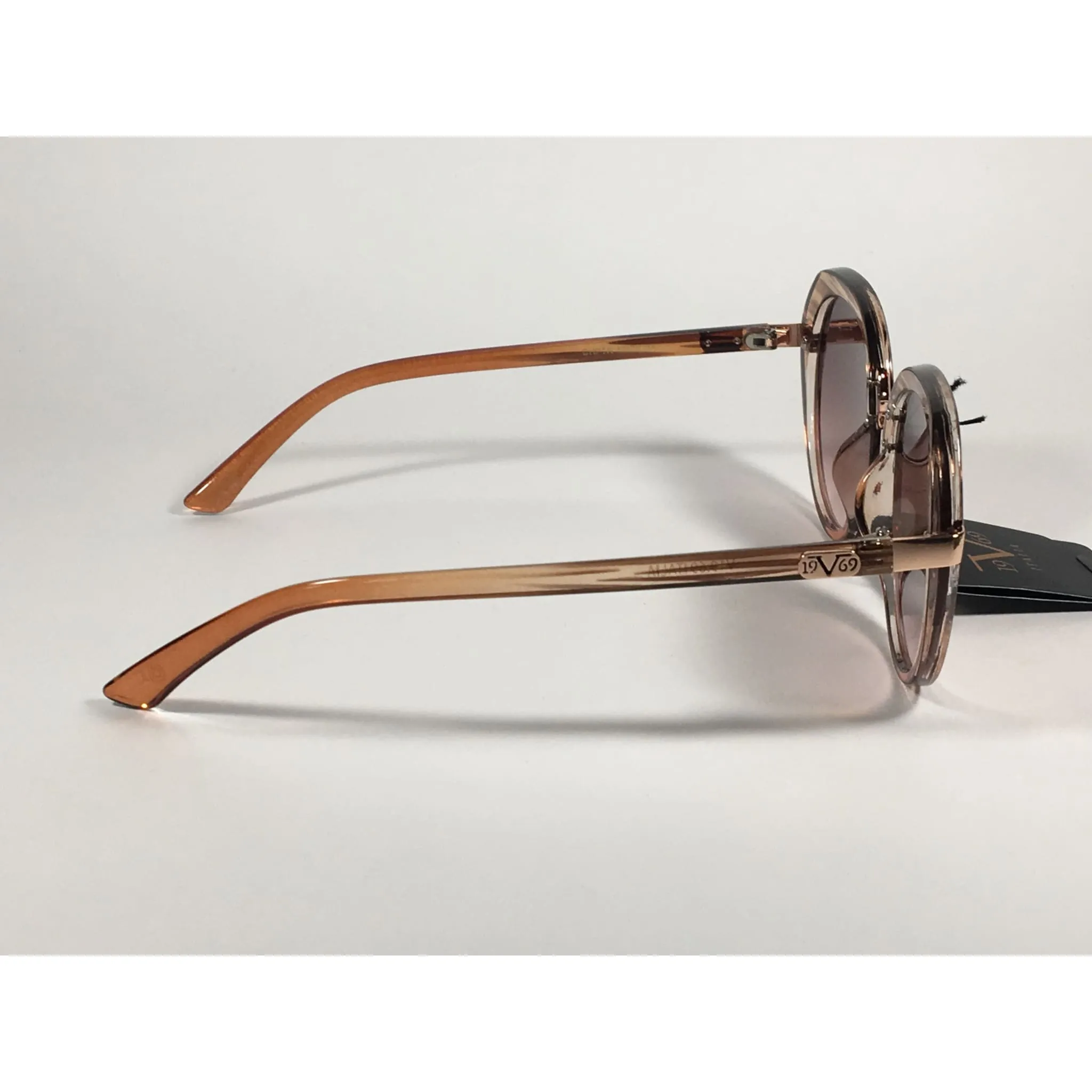 Versace 19V69 Italia CHPTR MATILDA Round Sunglasses Brown Wood Clear Brown Gradient Lens