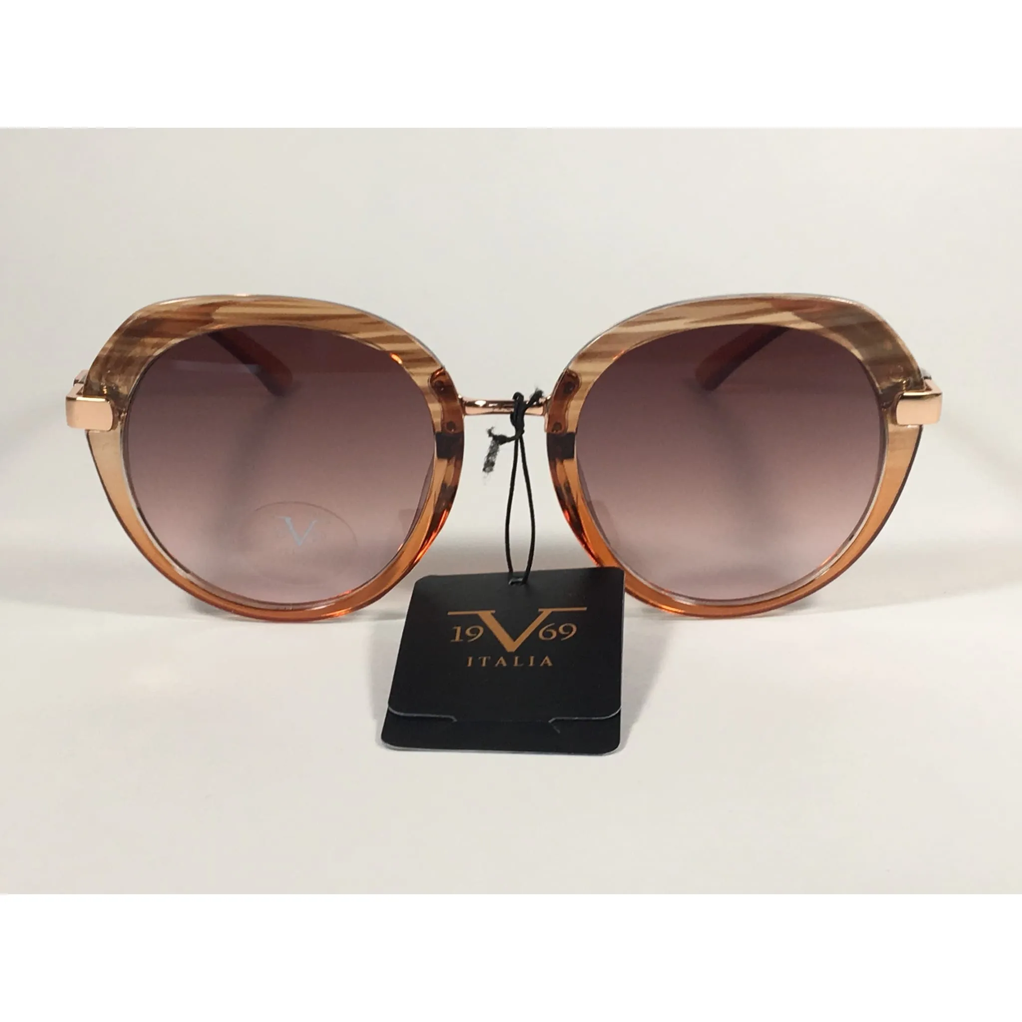 Versace 19V69 Italia CHPTR MATILDA Round Sunglasses Brown Wood Clear Brown Gradient Lens