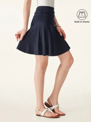 Essential Ruched Mini Circle Skirt with Lined Shorts Low Profile Fasteners
