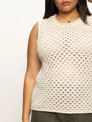 Crochet Shell Sweater Eco Natural Extended Sizing Street Ready
