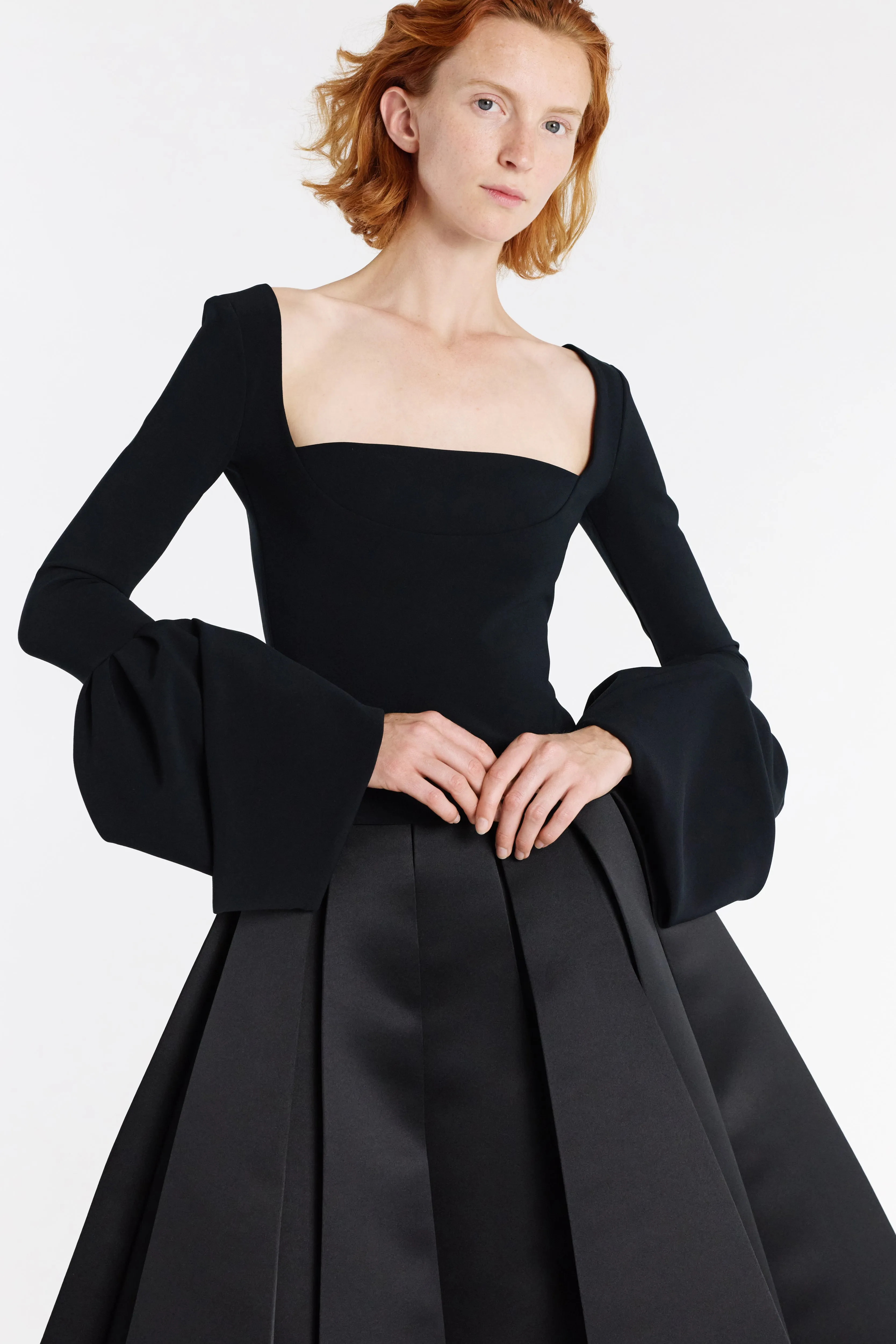 Subtle Mood Light Wear Satin Panelled Skirt Black