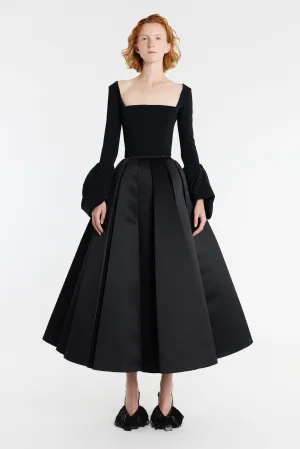 Minimal Vibes Satin Panelled Skirt Black