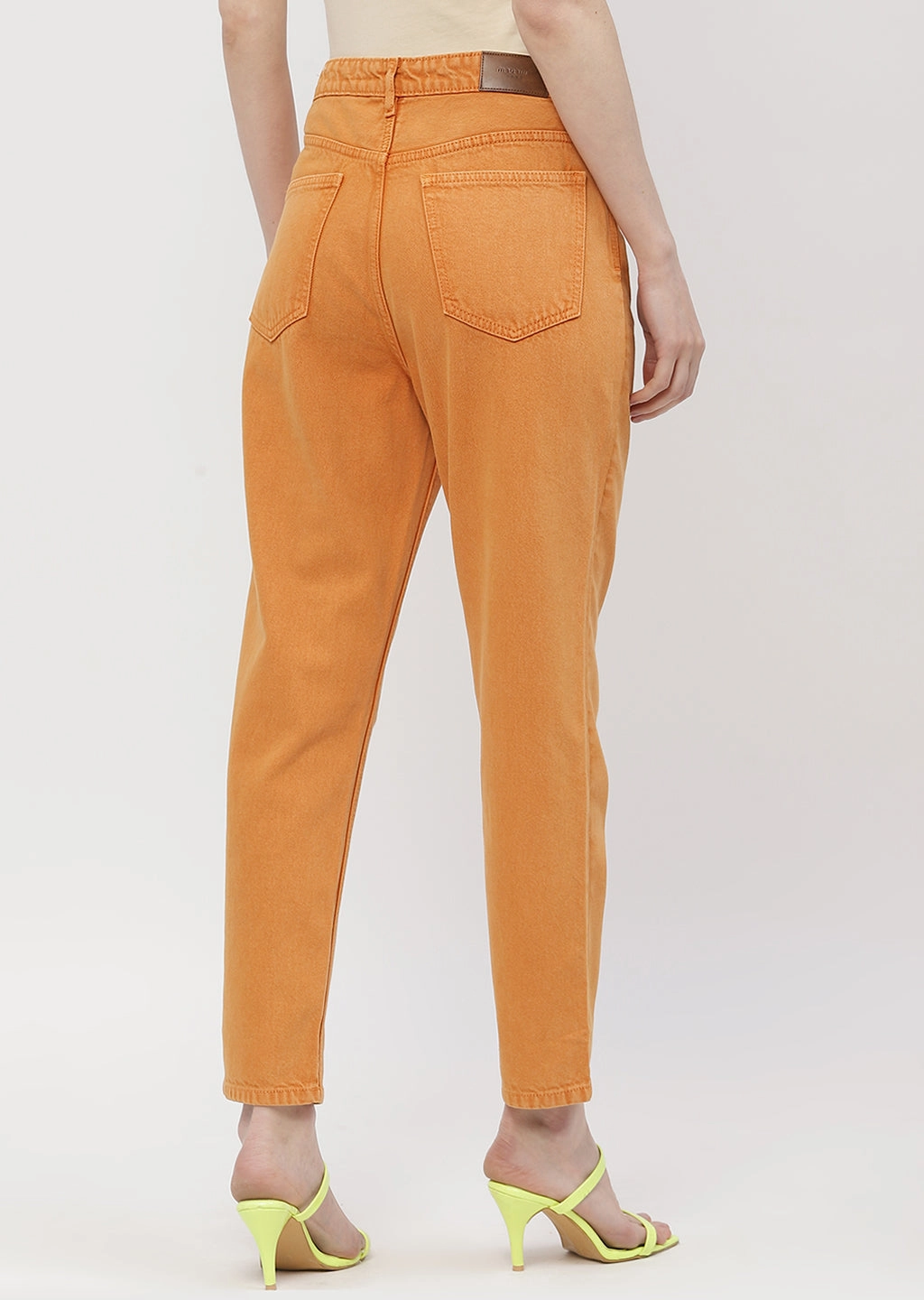 Brunch Outfit Summer Vibes Versatile Madame Solid Orange Mom Fit Jeans