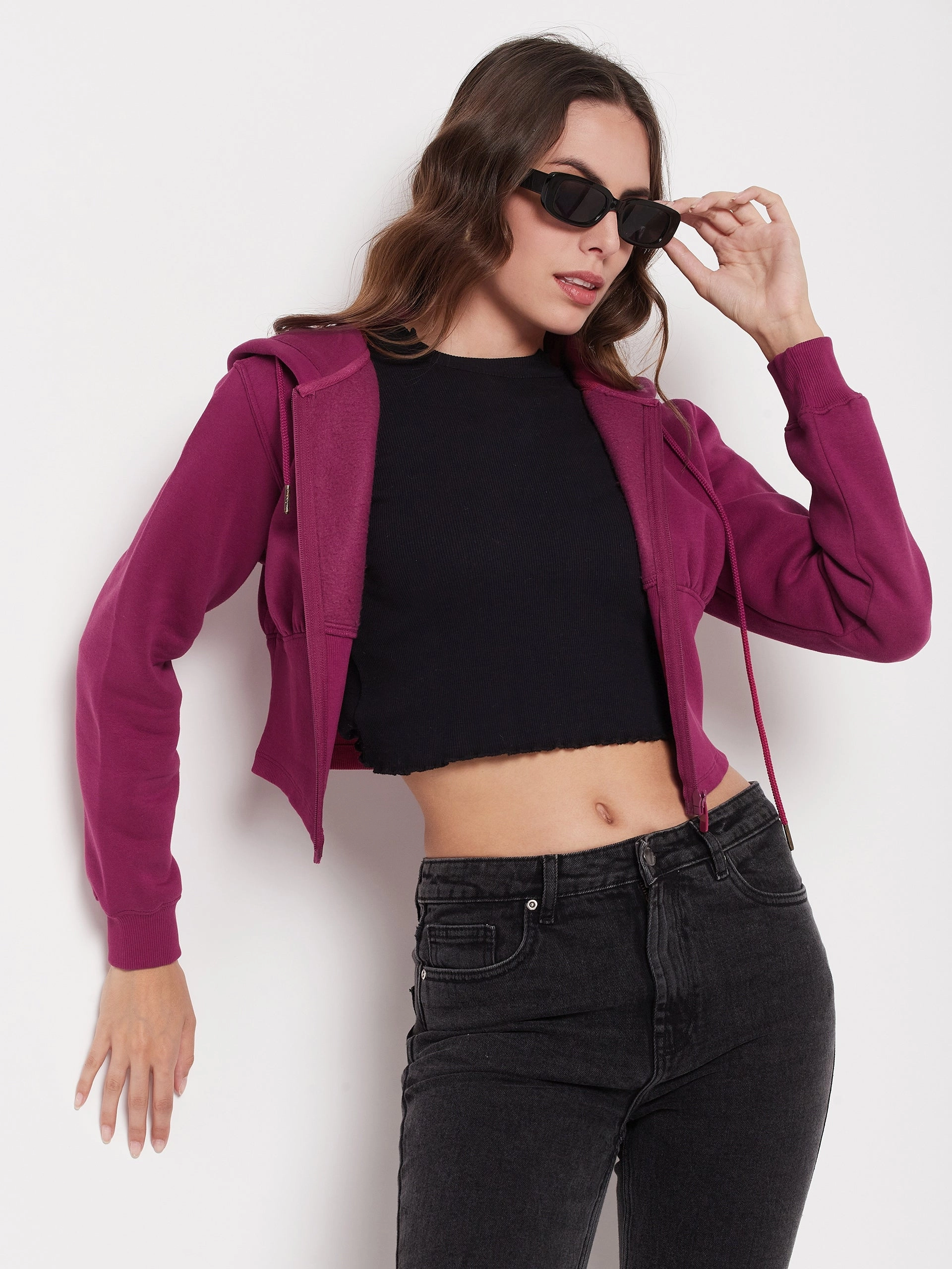 sock accents product geometric precision Madame Crop Plum Corset Sweatshirt
