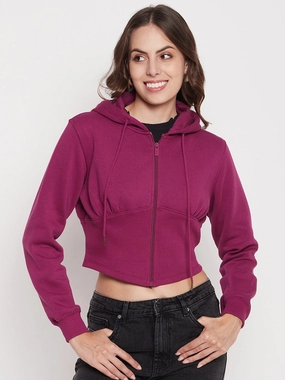 product sustainable future Fashionable Design Madame Crop Plum Corset Sweatshirt