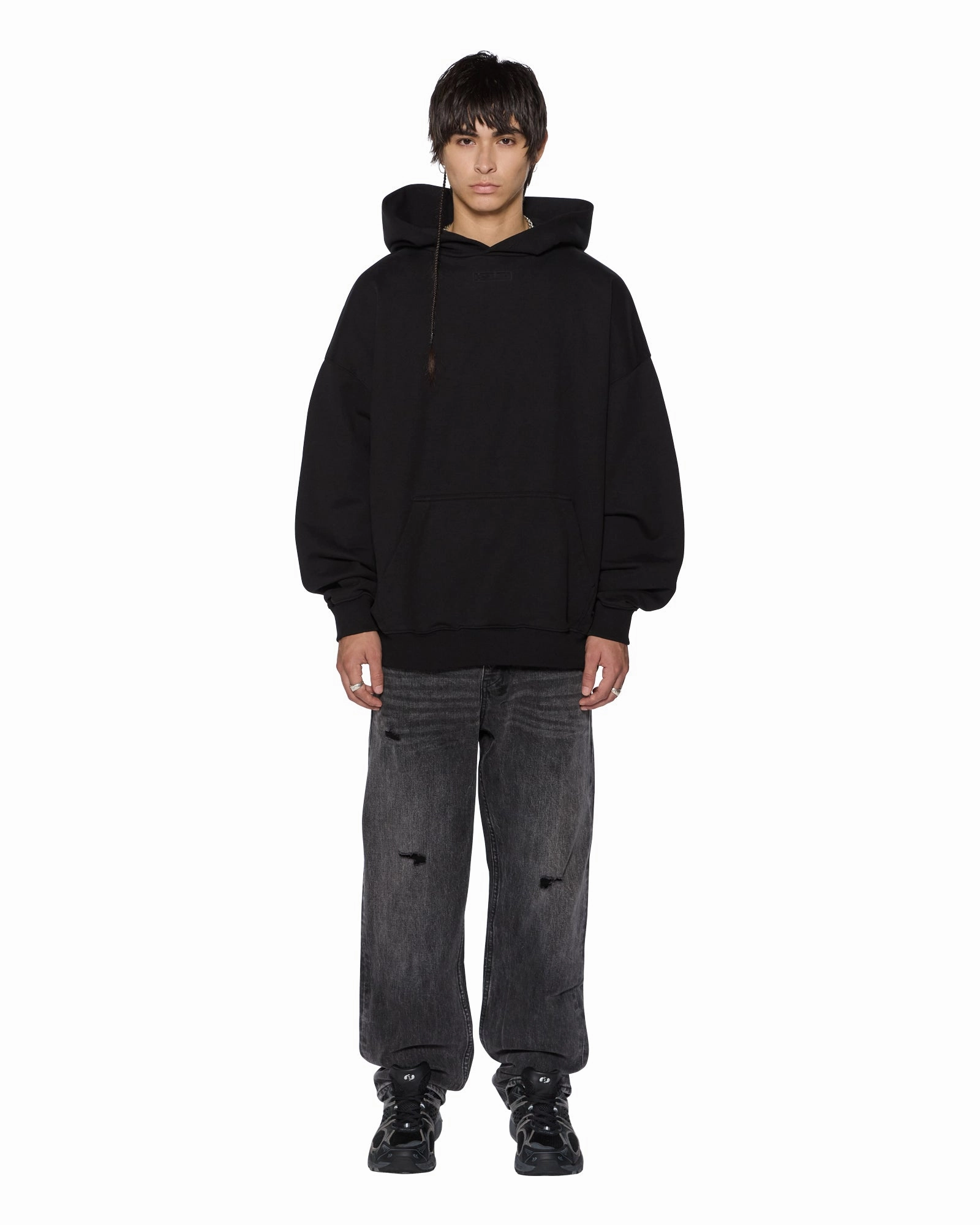 INTRUDER EKCESS HOODIE JET BLACK AntiPilling Resilient Fabric Blend