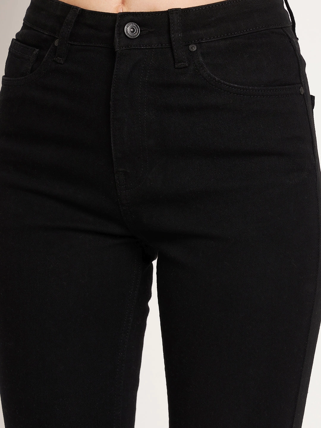 Madame Front Slit High-Rise Straight Black Jeans Festival Outfit Comfy Artist Vibe