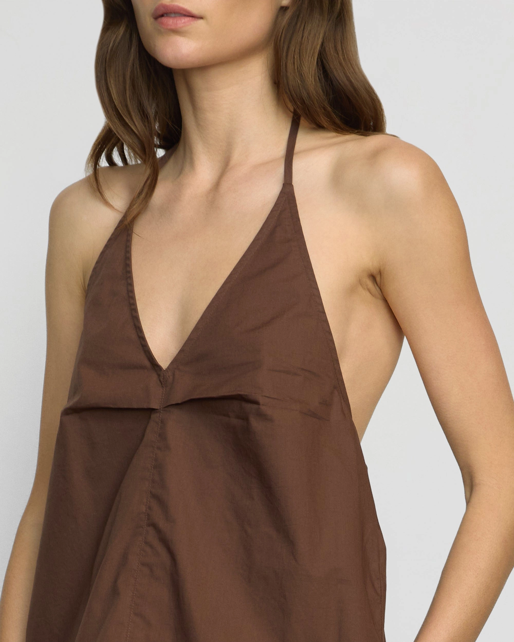 Vesna Organic Cotton Halter V-Neck Top High Density Weave Adaptive Temperature Control