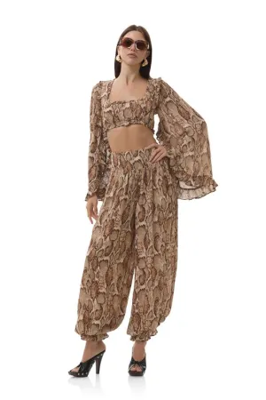 Elastic waist Low Profile Design Vesper Pant - Sand Snake