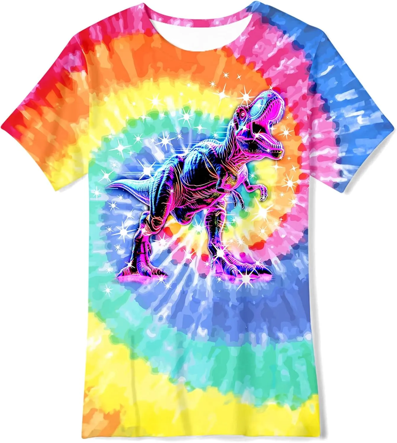 Vieille Kids Tie Dye Shirt Girls Boys Short Sleeve T-Shirts Hippies Senior Tees Tops 7-12 Years