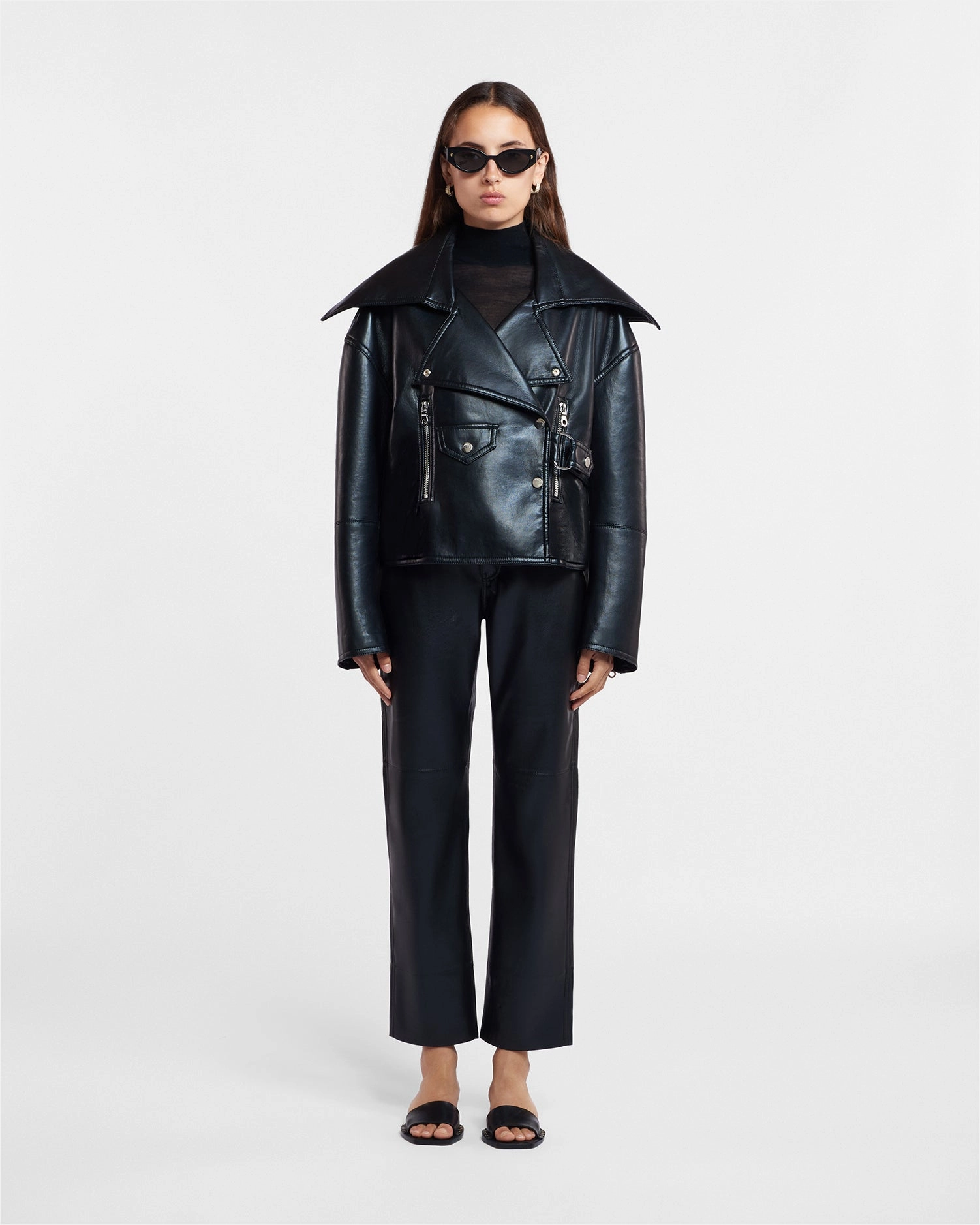 Flat Lock Seams Vinni - Okobor? Alt-Leather Pants - Black