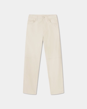 Curved Waistline Vinni - Okobor? Alt-Leather Pants - Creme