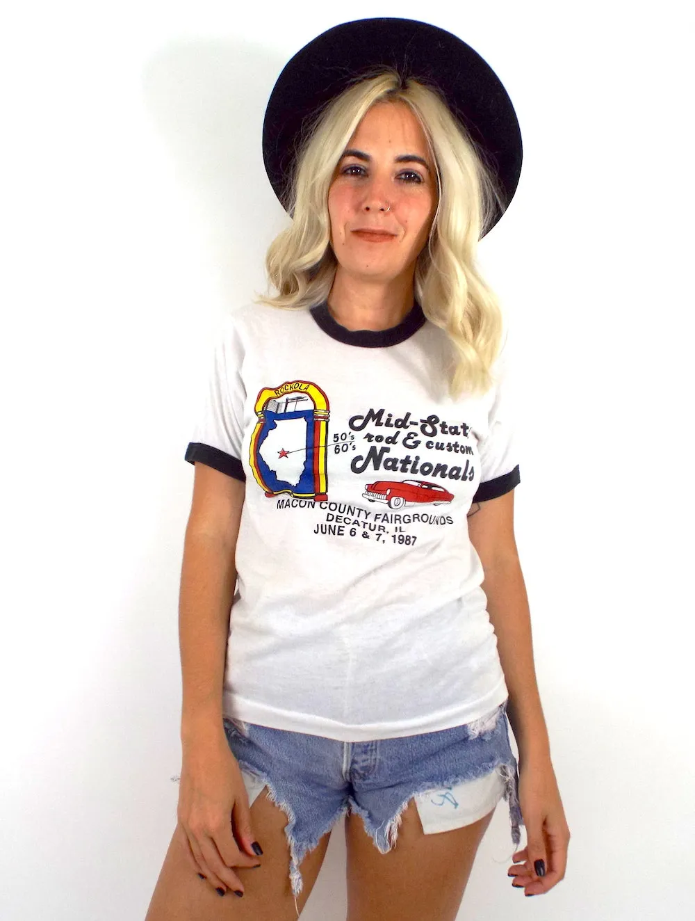 Vintage 80s Retro Car Show Ringer Tee Sizes Extra Small - Large