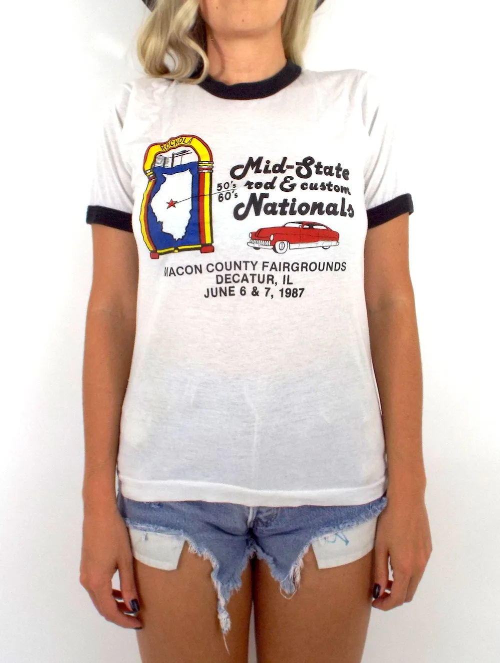 Vintage 80s Retro Car Show Ringer Tee Sizes Extra Small - Large