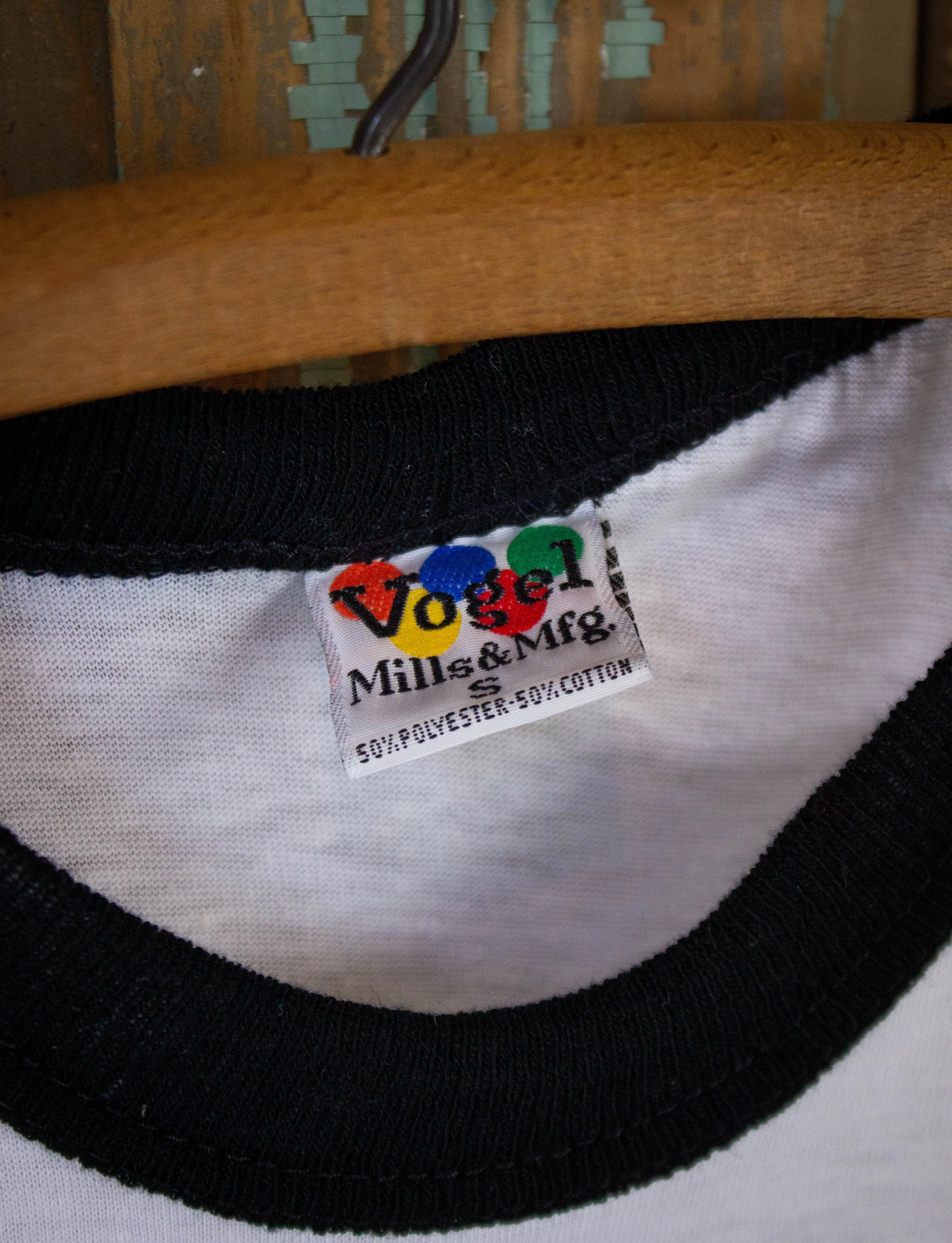 Vintage Allied Marketing & Printing Ringer Graphic T Shirt 80s White/Black Small