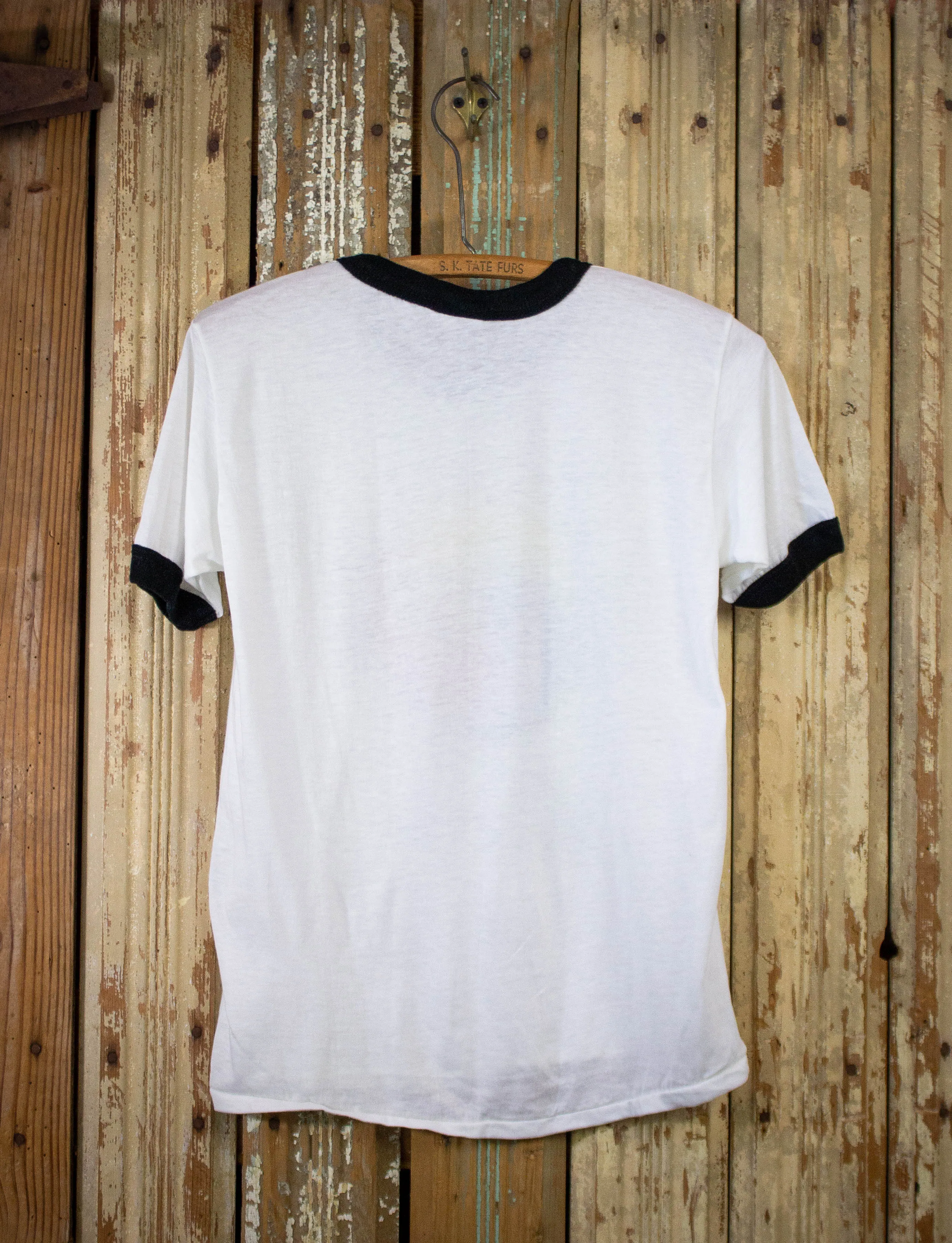 Vintage Allied Marketing & Printing Ringer Graphic T Shirt 80s White/Black Small