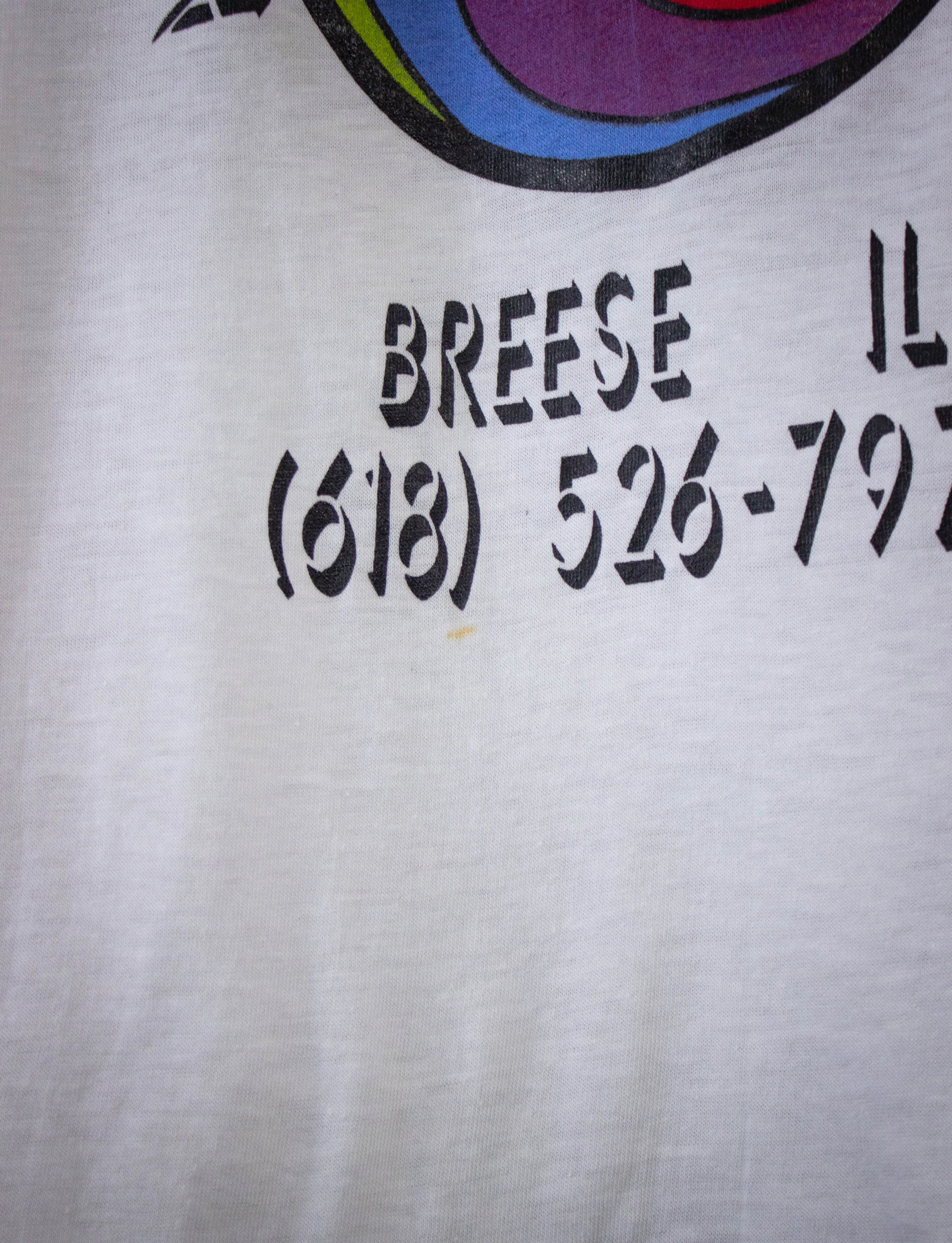 Vintage Allied Marketing & Printing Ringer Graphic T Shirt 80s White/Black Small