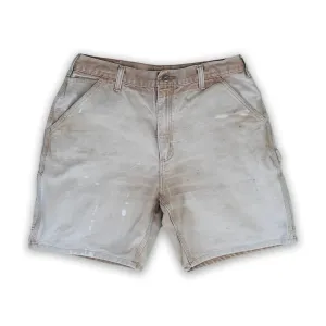 Vintage Beige Carhartt Paint Splash Cargo Shorts (34)