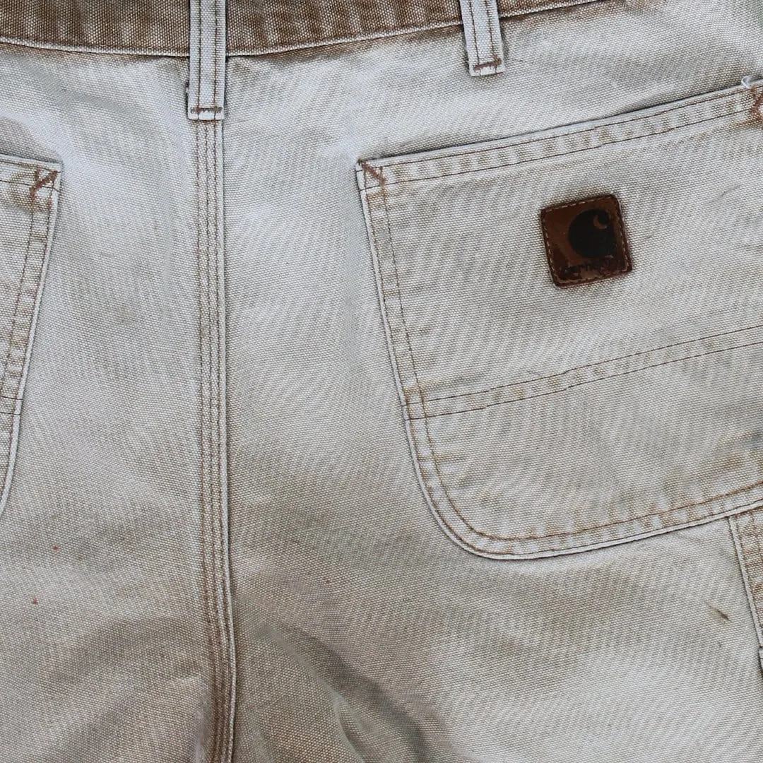 Vintage Beige Carhartt Paint Splash Cargo Shorts (34)