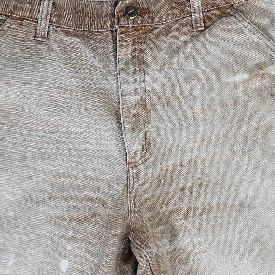 Vintage Beige Carhartt Paint Splash Cargo Shorts (34)