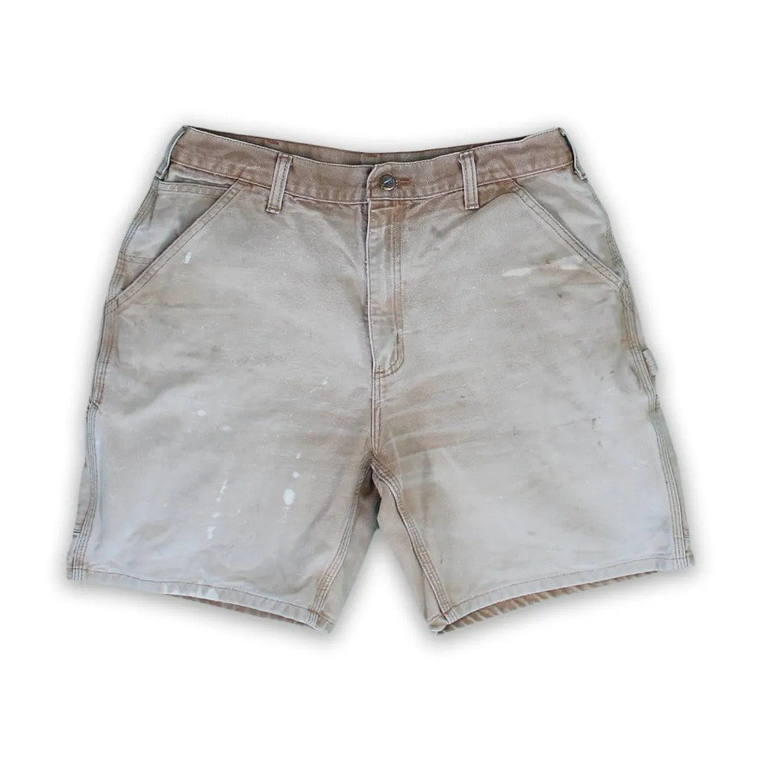 Vintage Beige Carhartt Paint Splash Cargo Shorts (34)