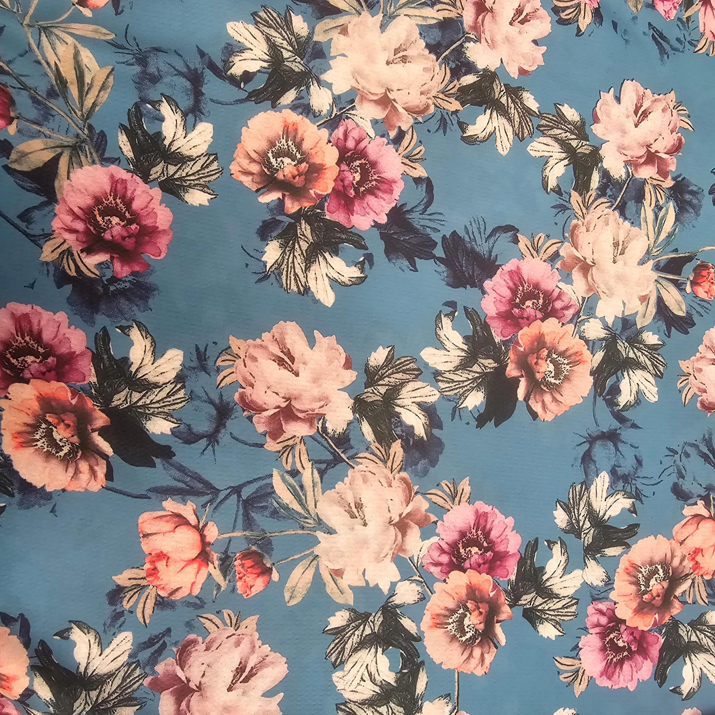Vintage blossom - floral printed faille sold by 1/2mtr