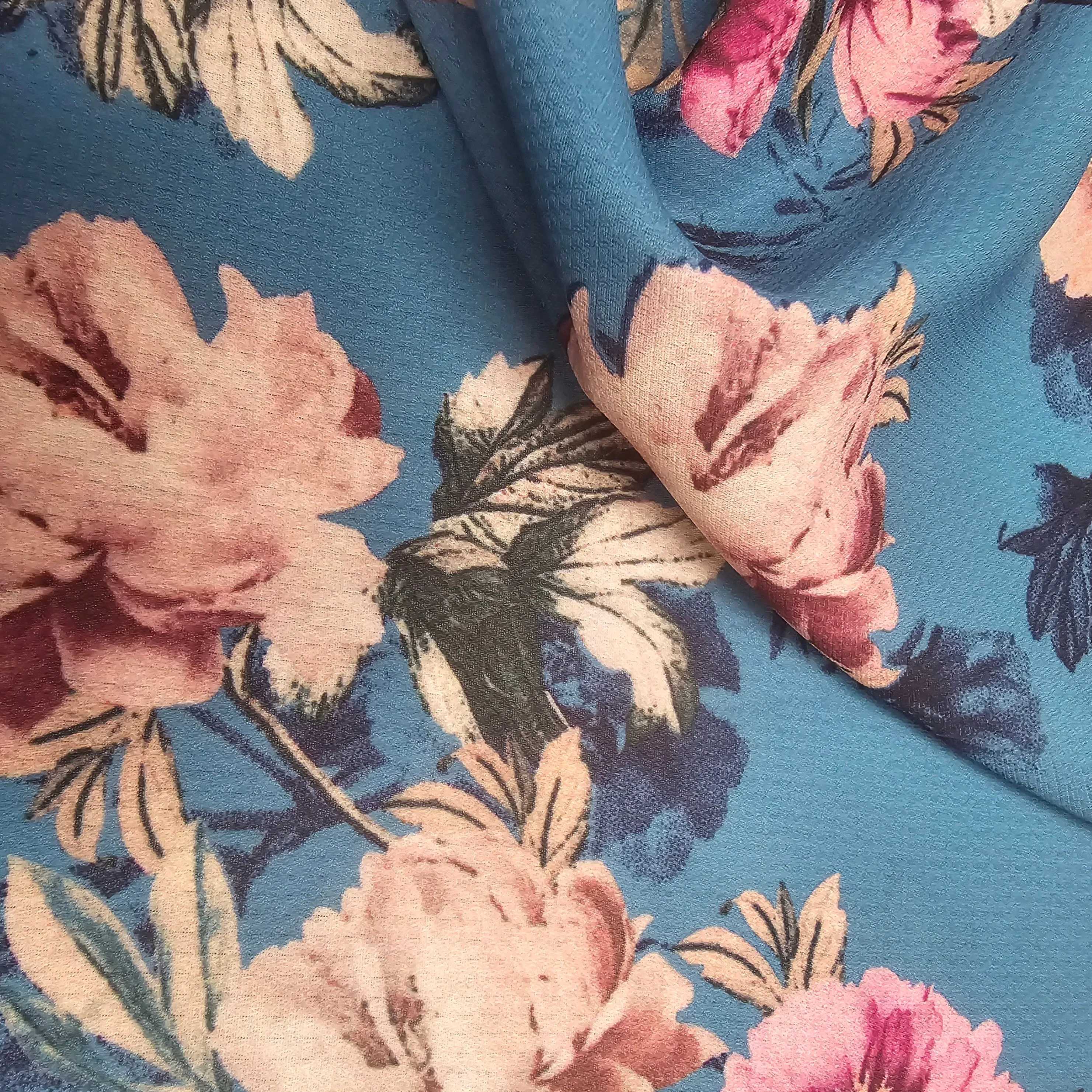 Vintage blossom - floral printed faille sold by 1/2mtr