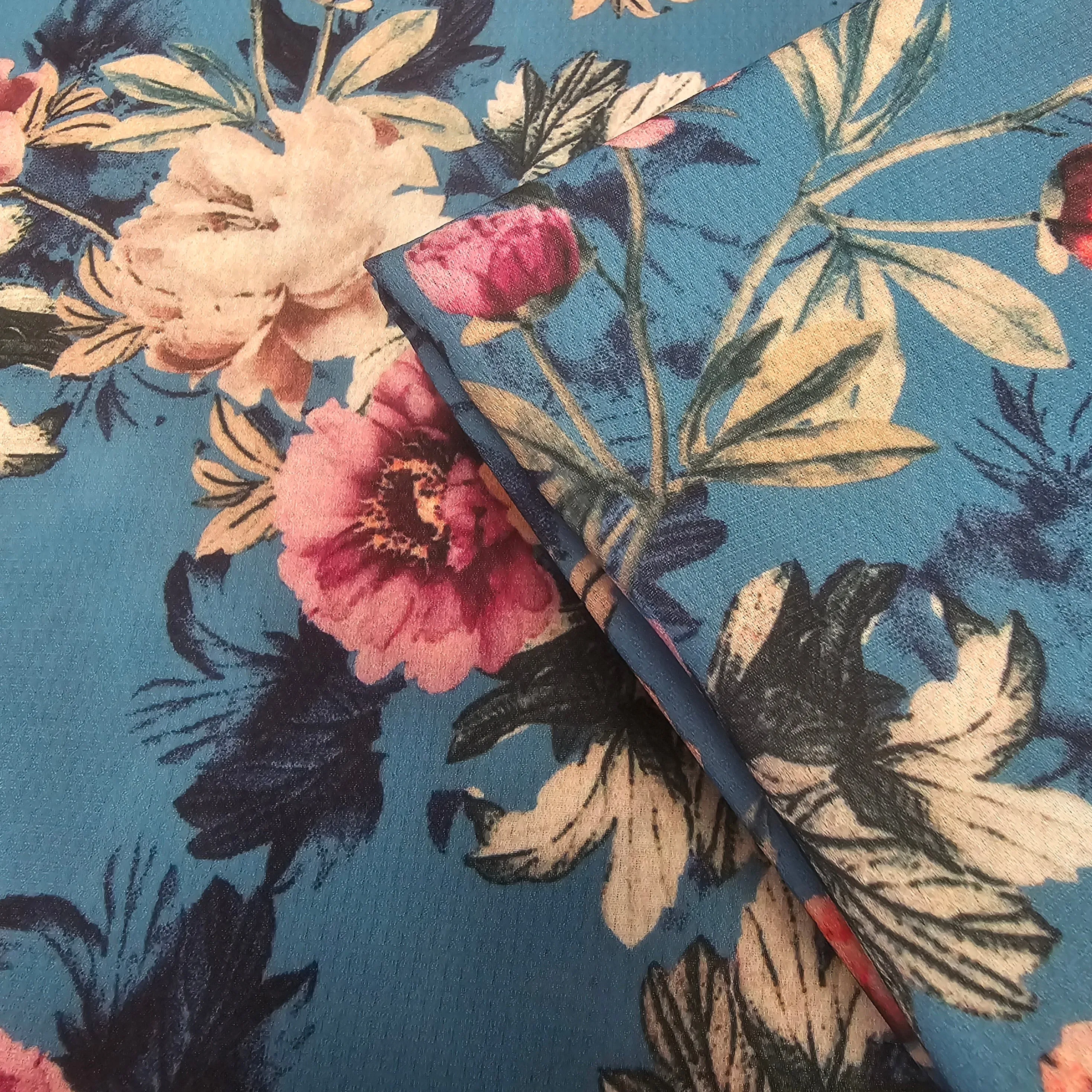 Vintage blossom - floral printed faille sold by 1/2mtr