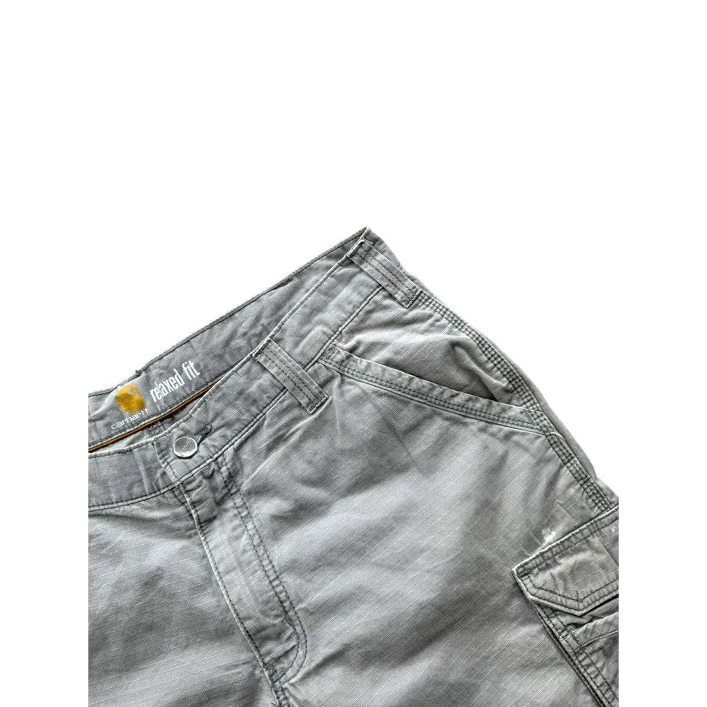 Vintage Carhartt Force Distressed Relaxed Fit Grey Cargo Shorts 33W