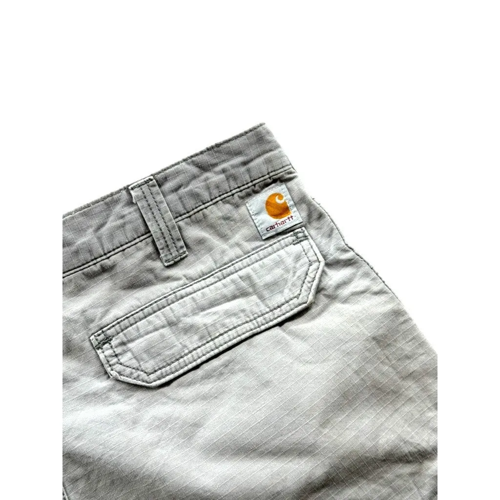 Vintage Carhartt Force Distressed Relaxed Fit Grey Cargo Shorts 33W