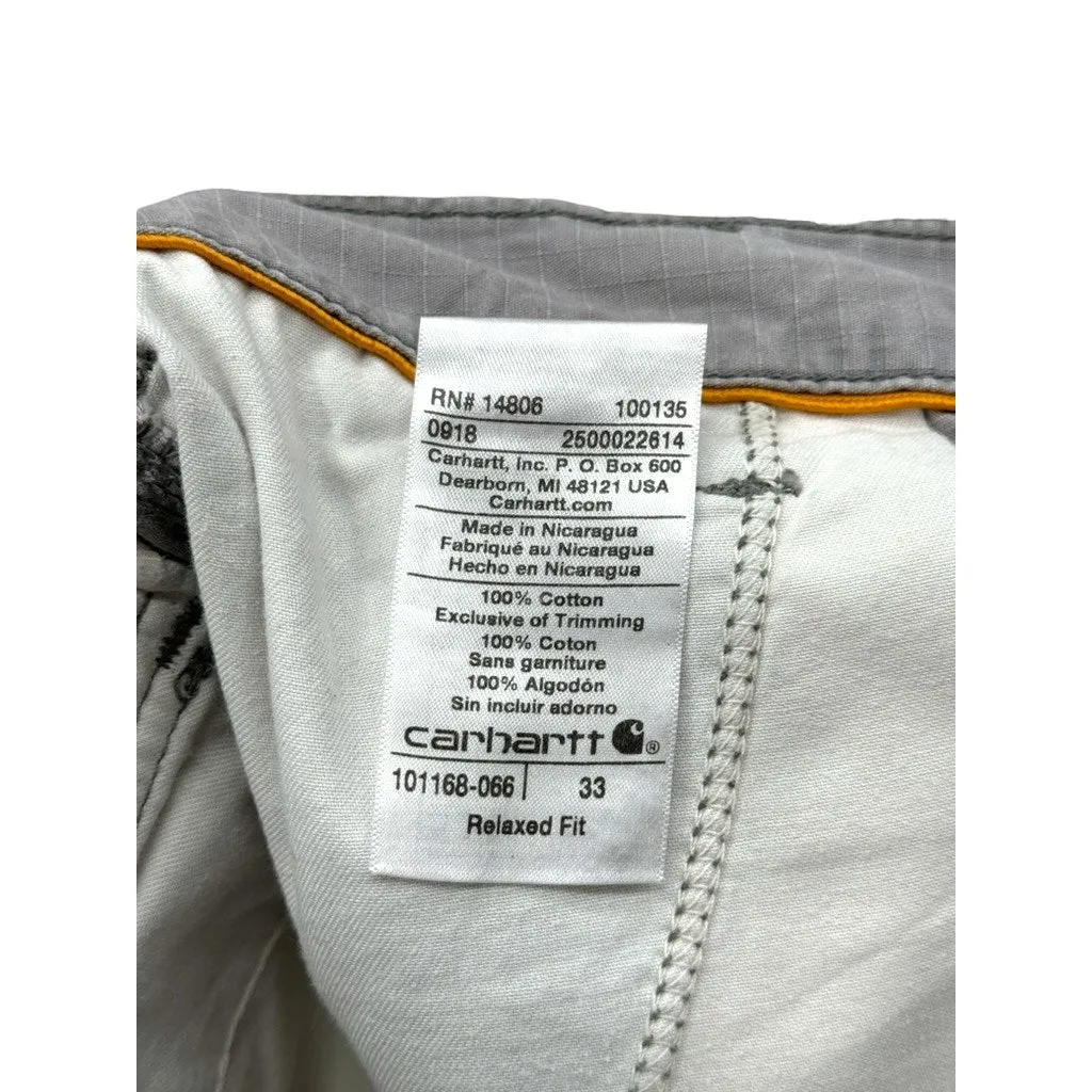 Vintage Carhartt Force Distressed Relaxed Fit Grey Cargo Shorts 33W