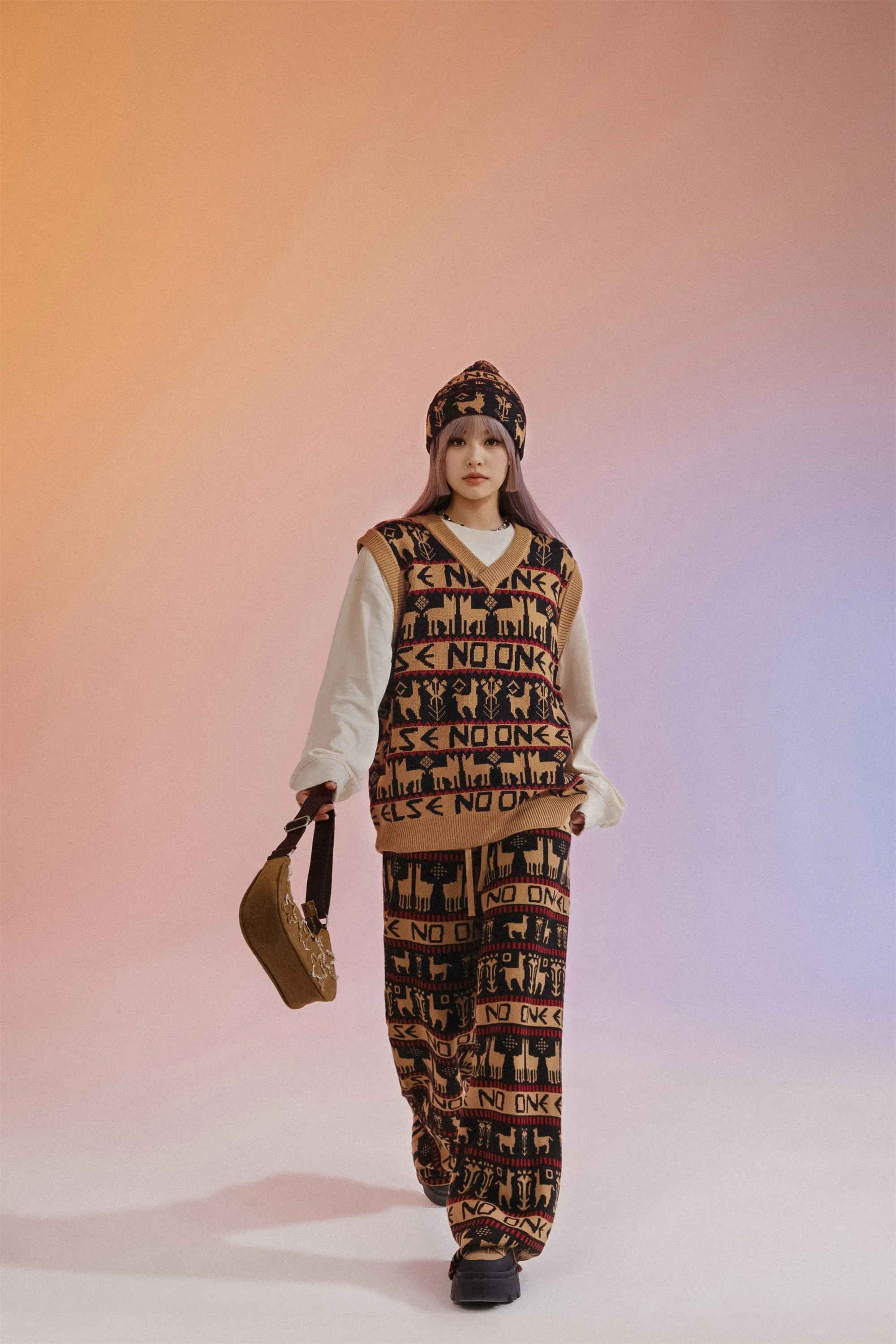 Vintage Christmas Night Wide Pants