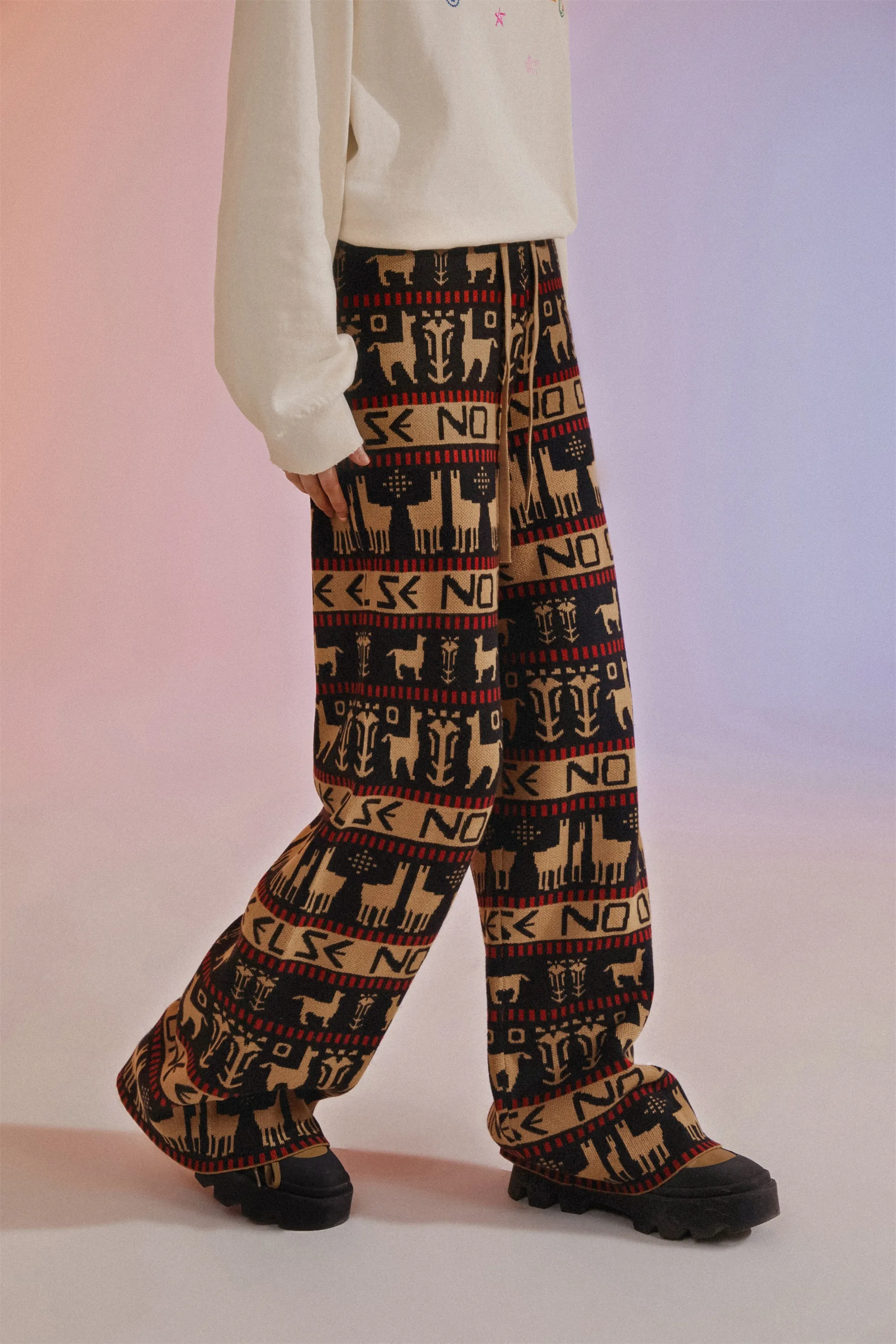 Vintage Christmas Night Wide Pants