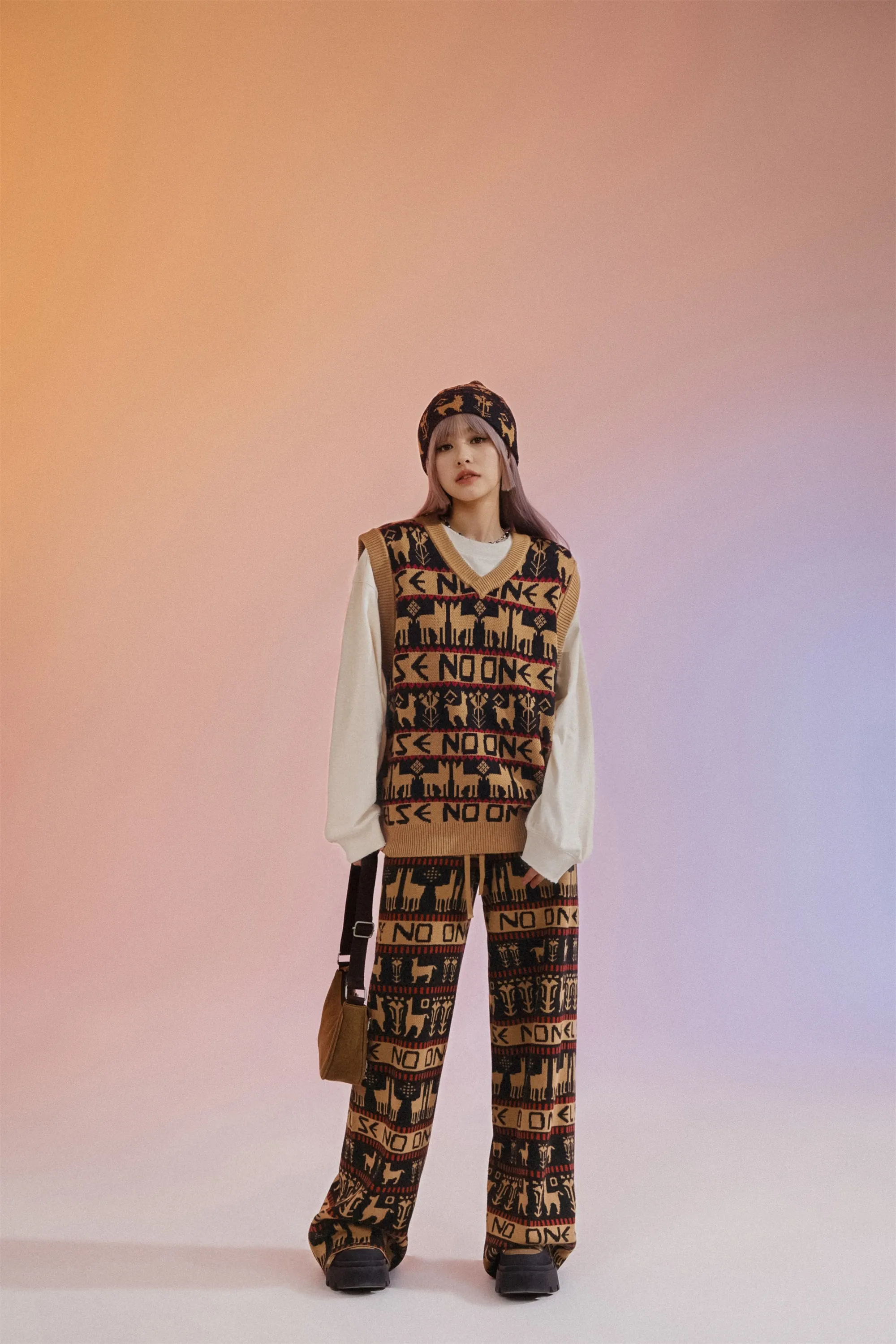 Vintage Christmas Night Wide Pants