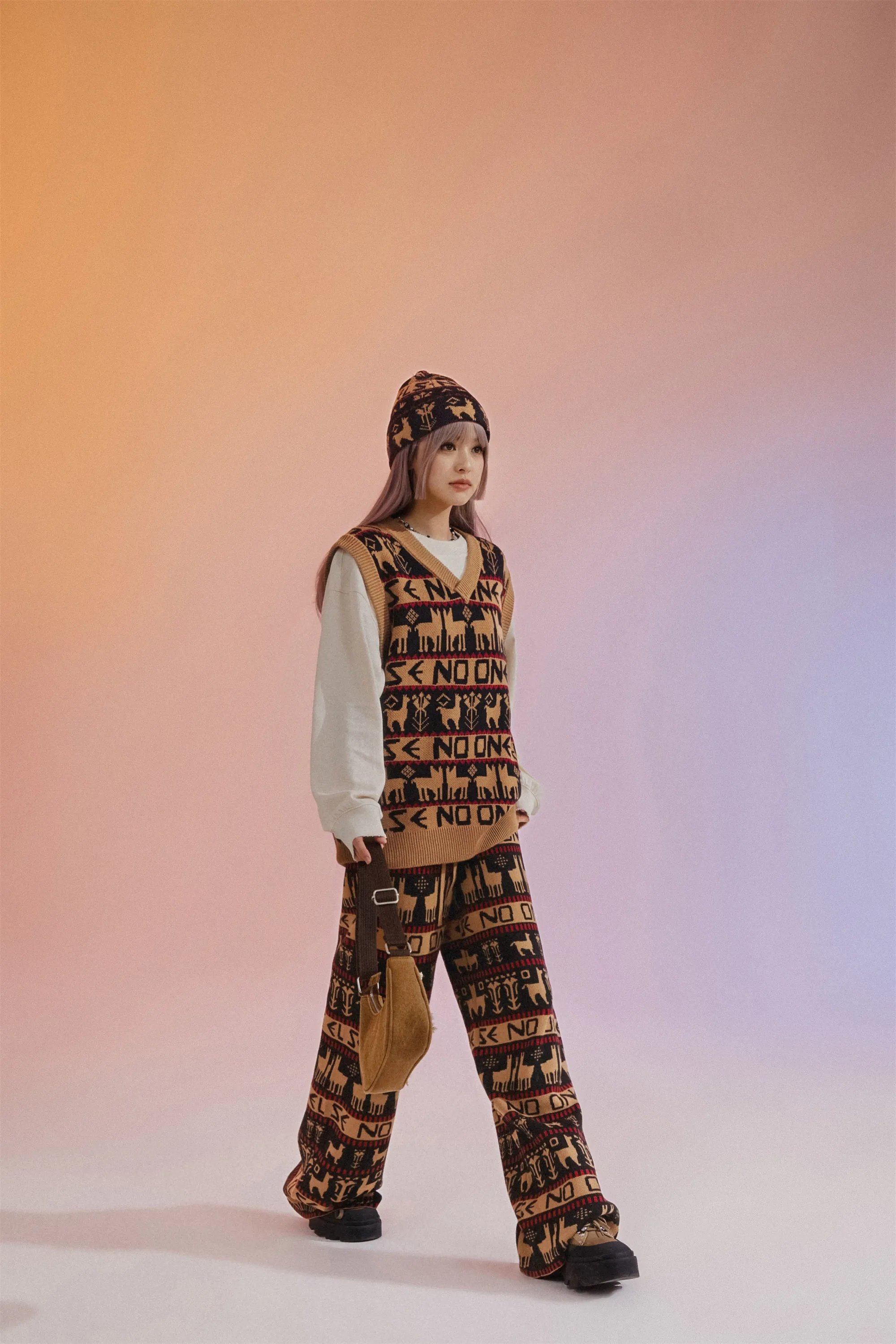 Vintage Christmas Night Wide Pants
