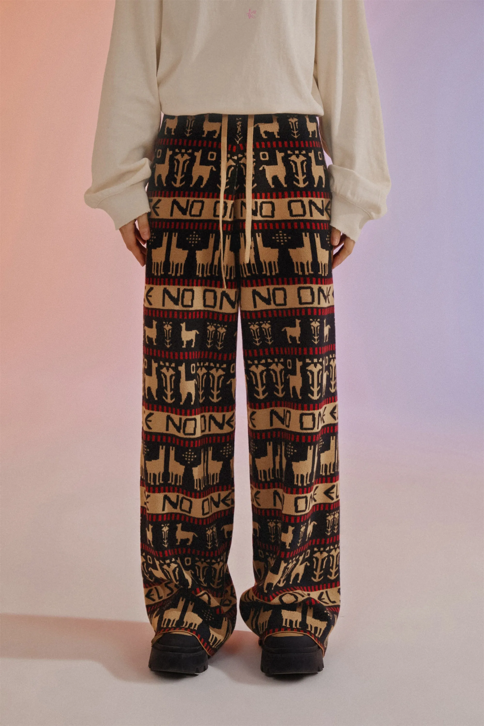 Vintage Christmas Night Wide Pants