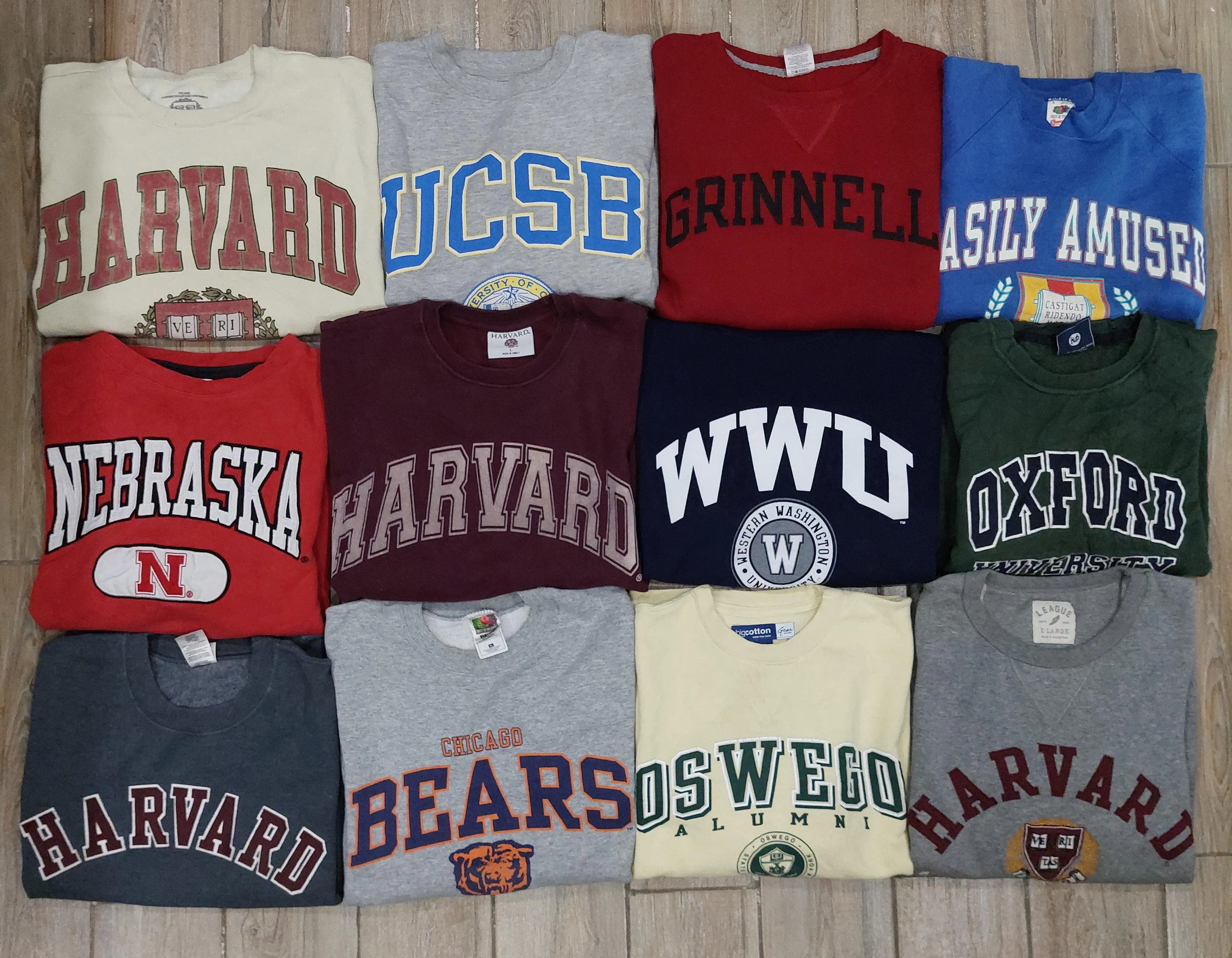 Vintage College University Sweatshirts - 15 Pieces