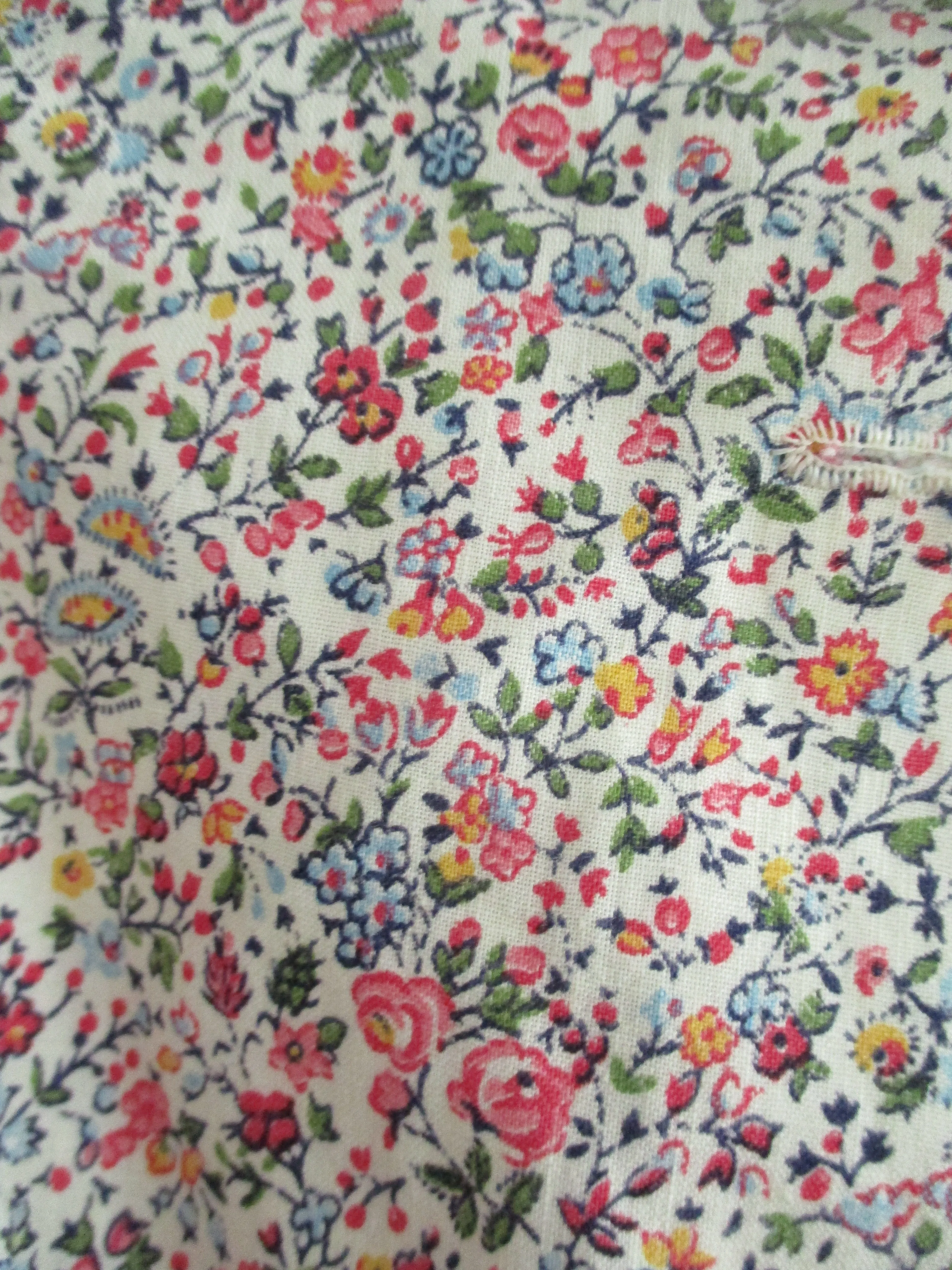 Vintage Handmade Floral Calico GIRLS Dress Spring Summer WHITE MULTI