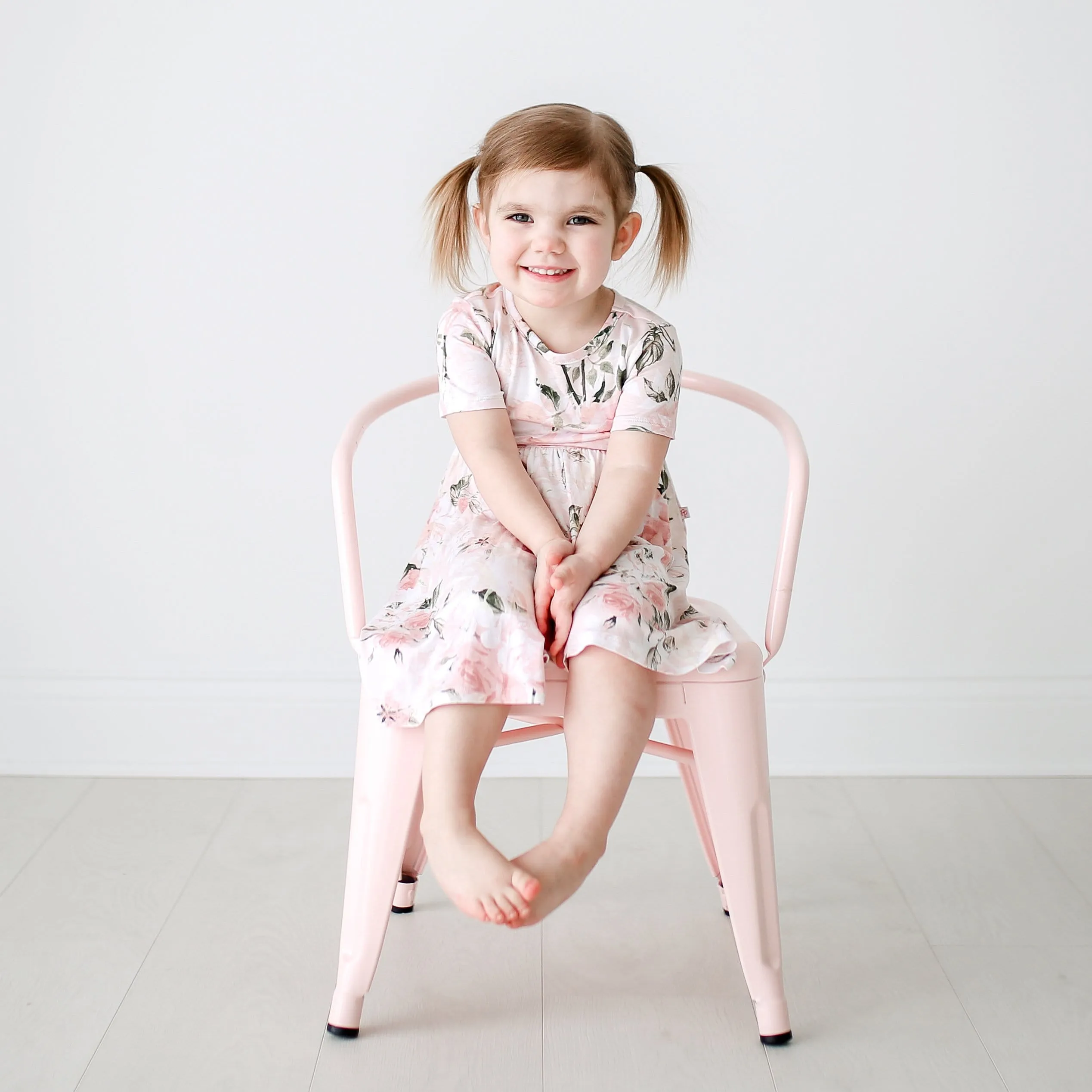 Vintage Pink Rose Twirl Dress