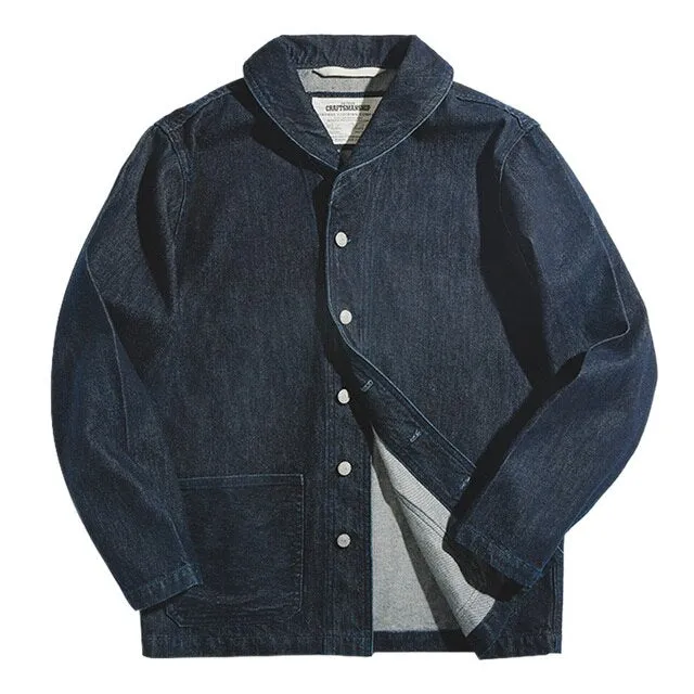 VINTAGE WASHED DENIM WORKWEAR SUIT JACKET