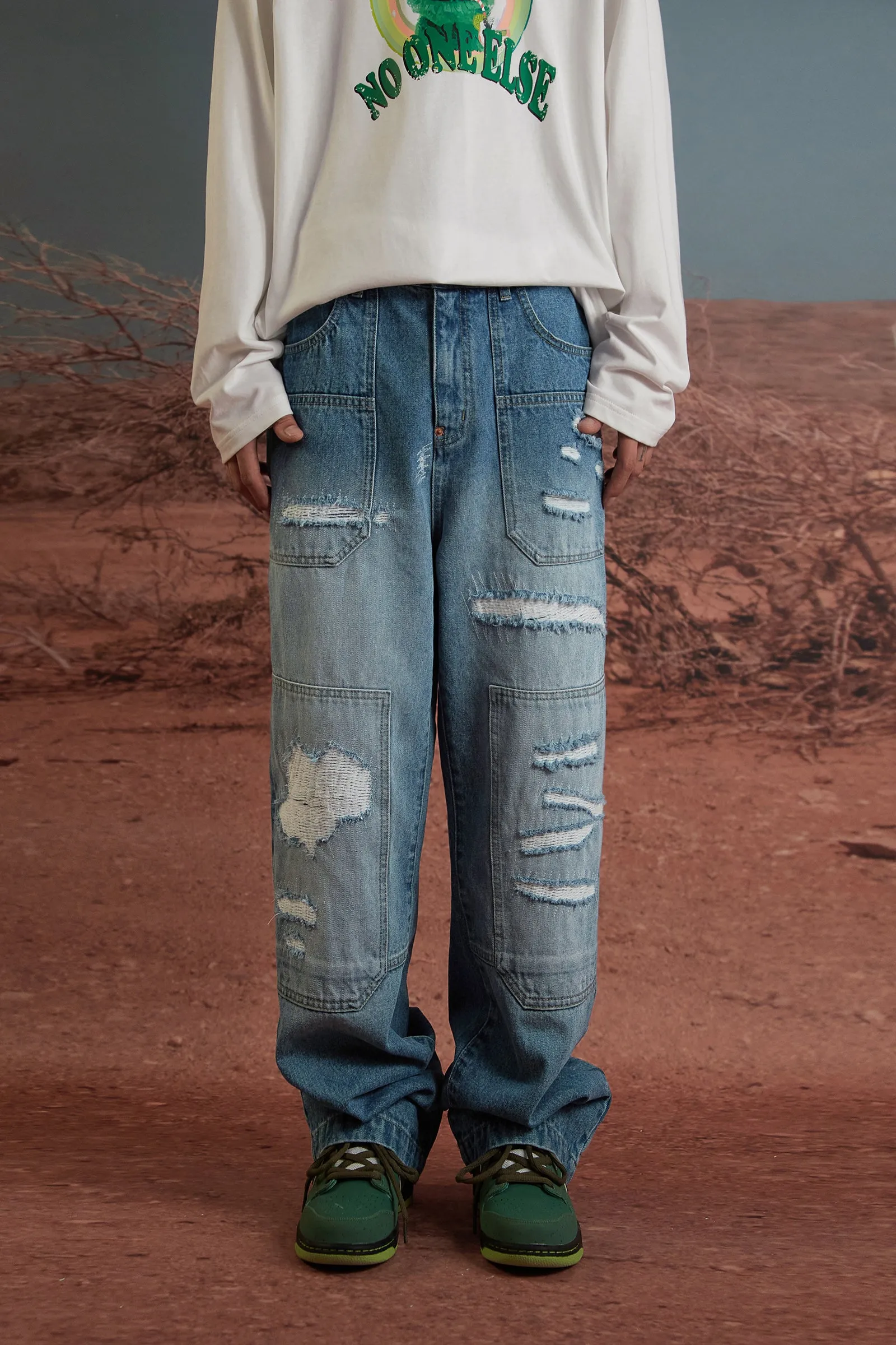 Vintage Washed Wide Jeans