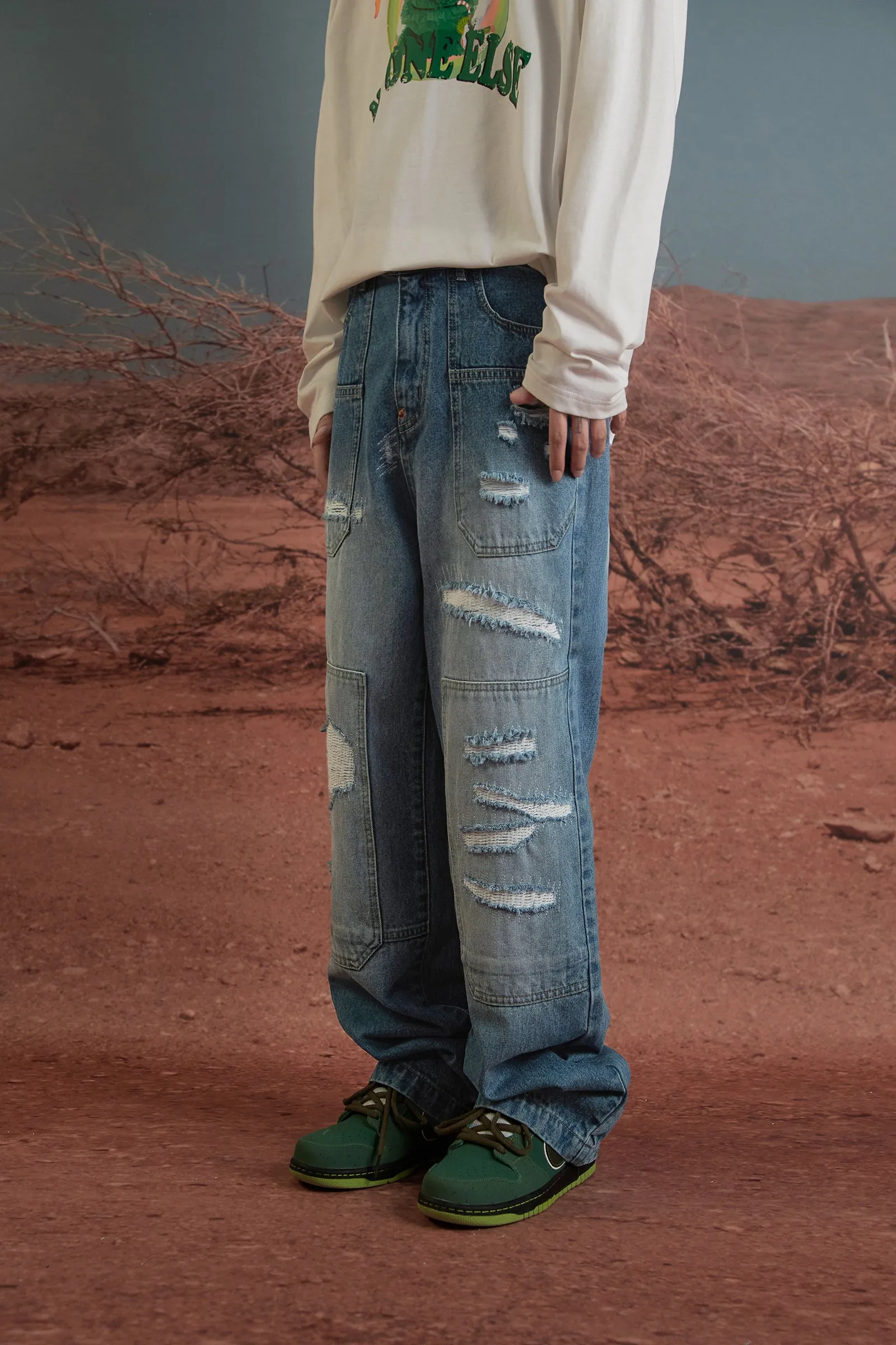 Vintage Washed Wide Jeans