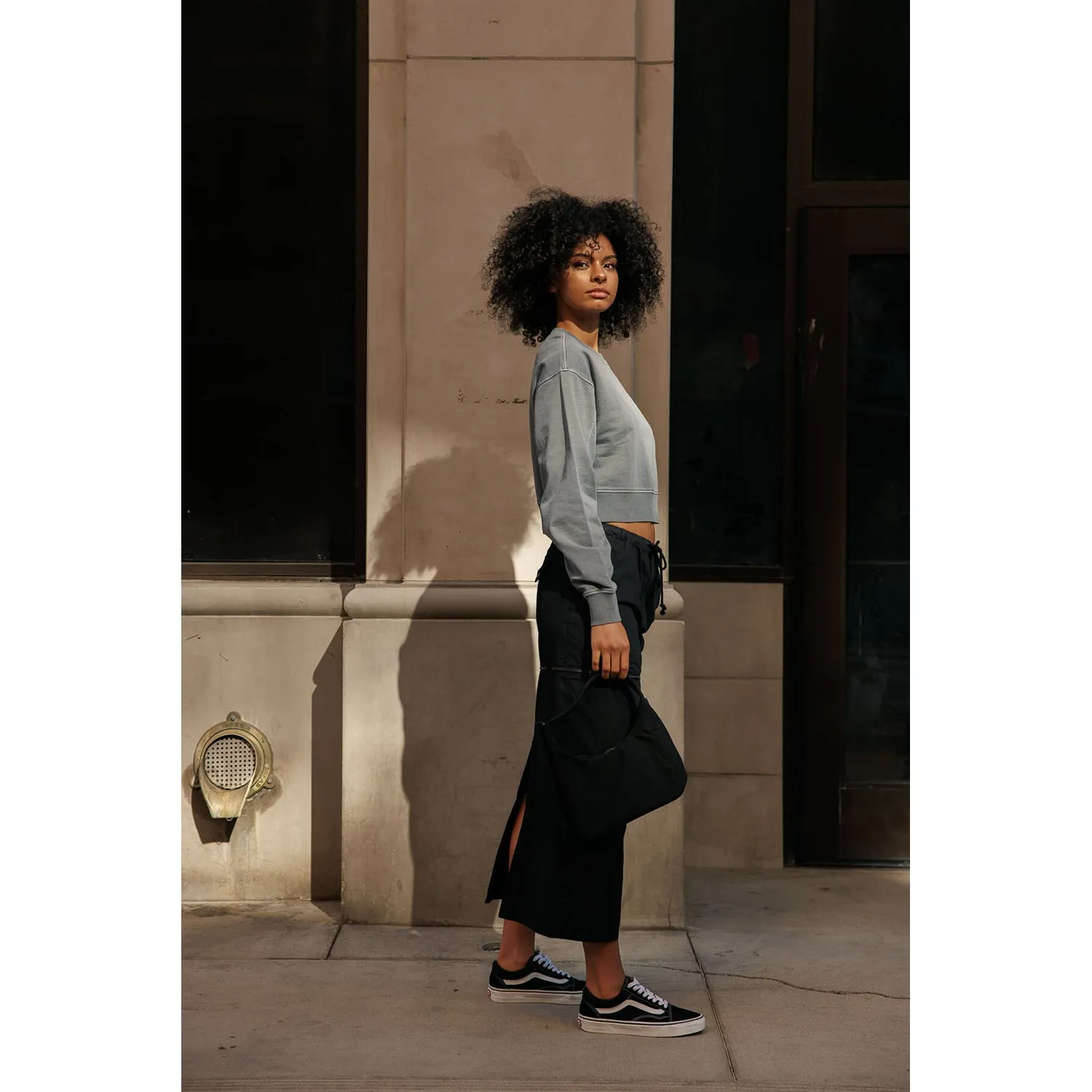 Vintage Washing Cropped Pullover Sweatshirts - Washed Grey